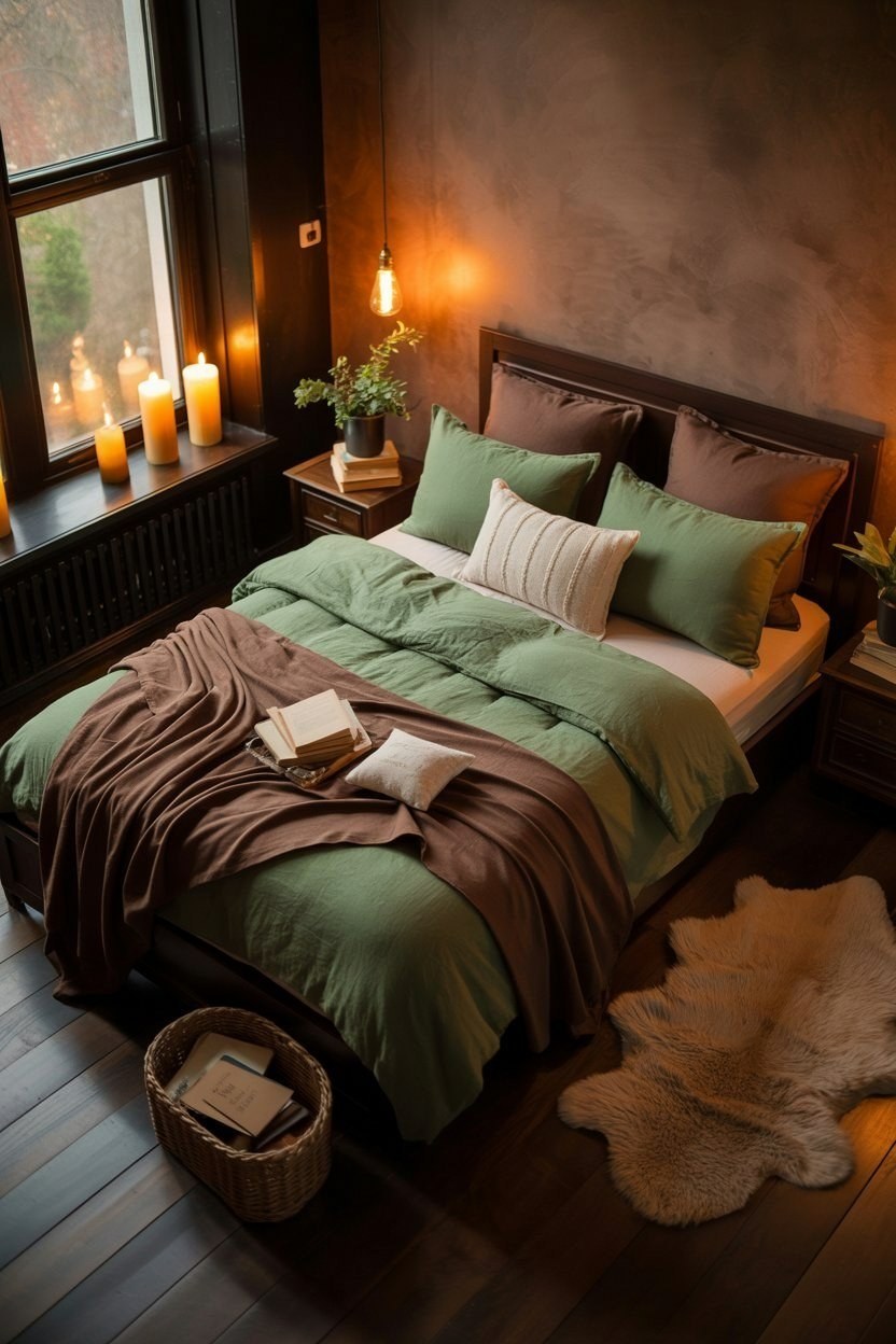 Nature’s Embrace: Cozy Green & Brown Bedding Ideas