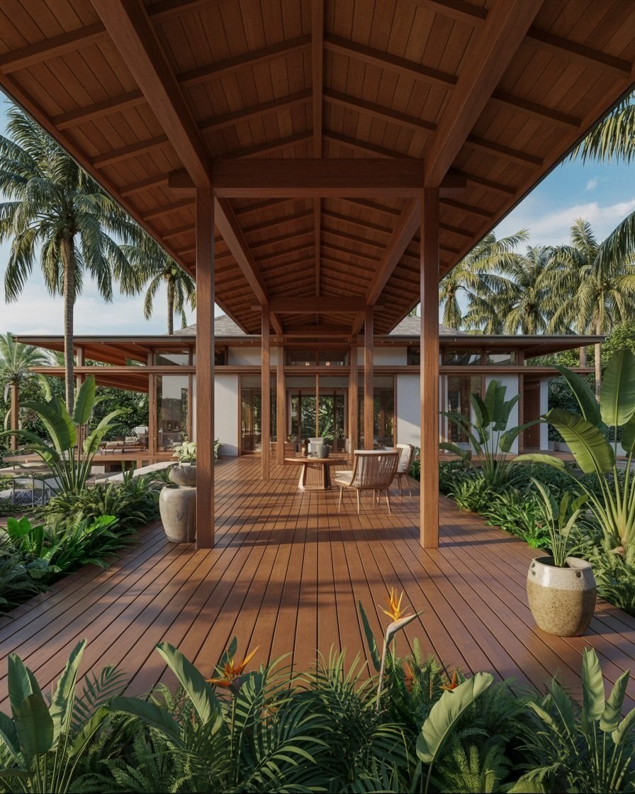 Tropical Modern House: Luxury Gardens & Seamless Indoor-Outdoor Living