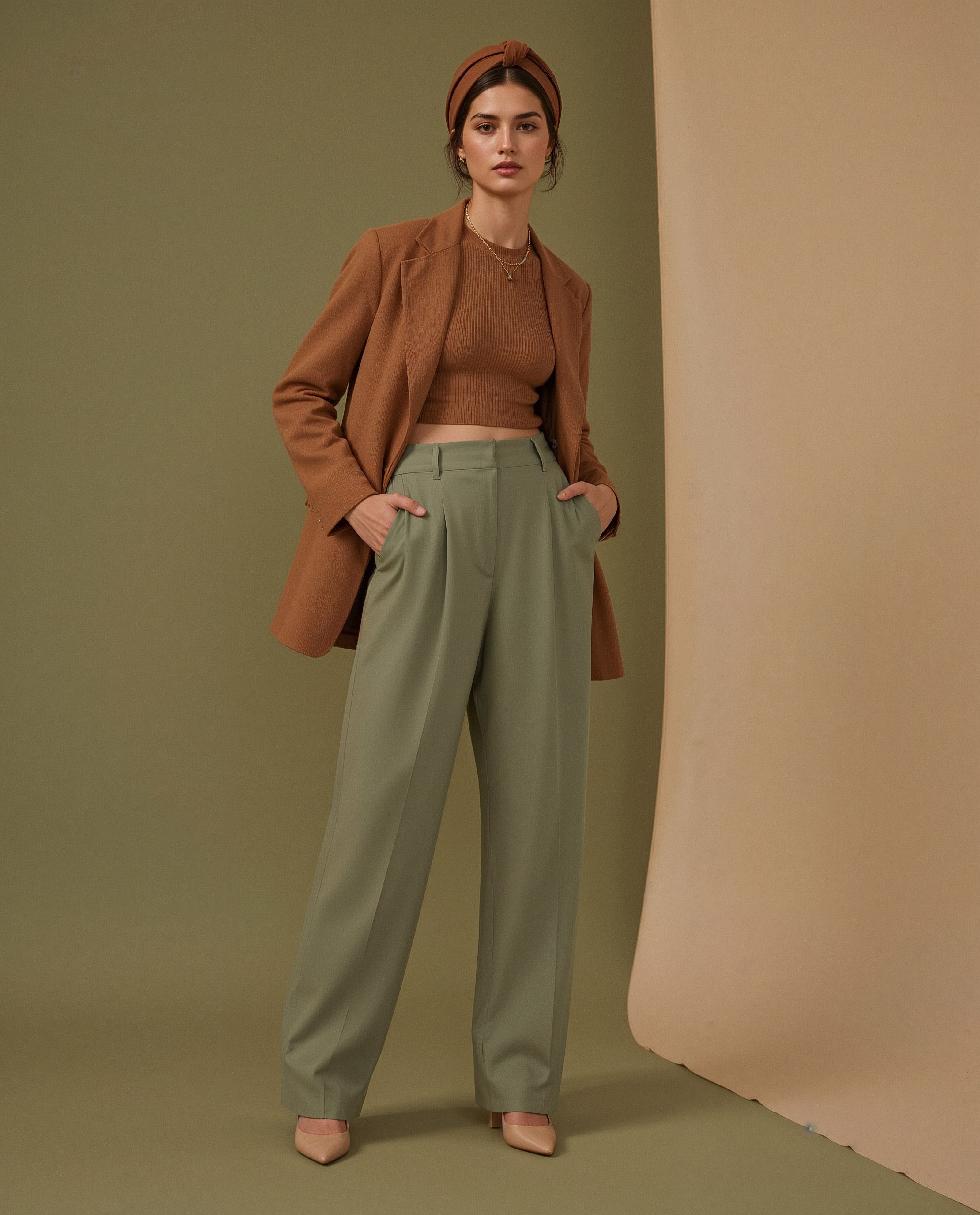 Stylish Color Combinations: Sage Green & Warm Camel