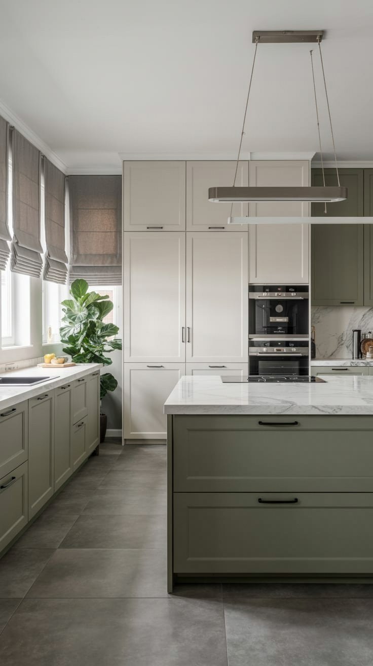 Modern Kitchens 2026: Stunning Sage Green Two-Tone Cabinet Ideas