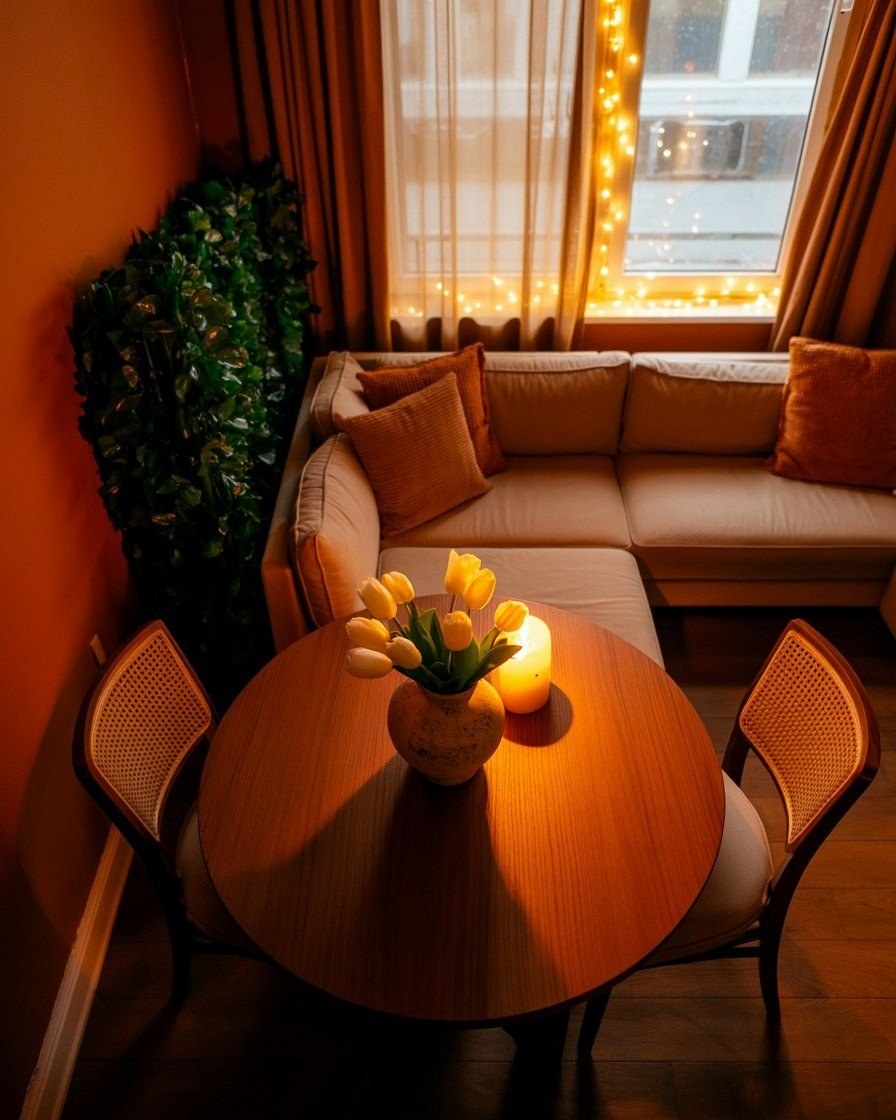 Cozy Apartment Living: Warm Ambient Lighting for Small Spaces