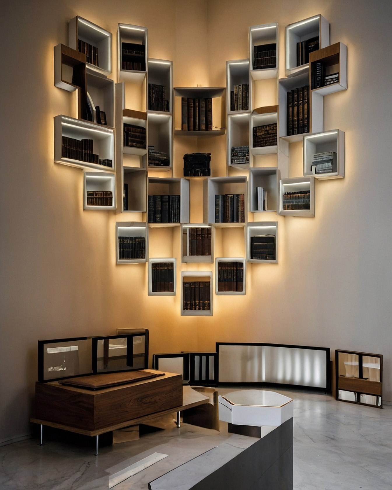 Highlighting Bedroom Bookshelves With Integrated String Lights
