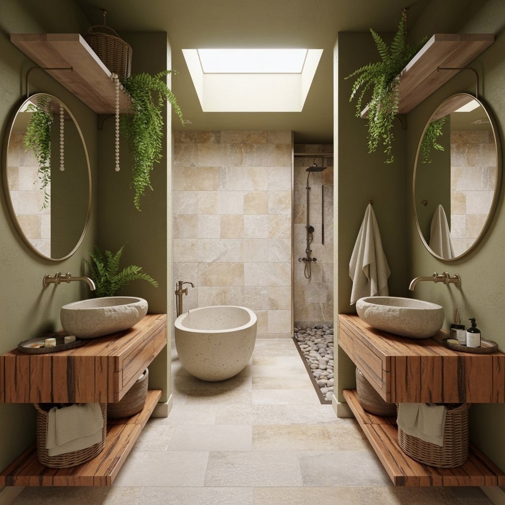 Coastal Rustic Bathroom: Spa-Like Retreat with Natural Tiles