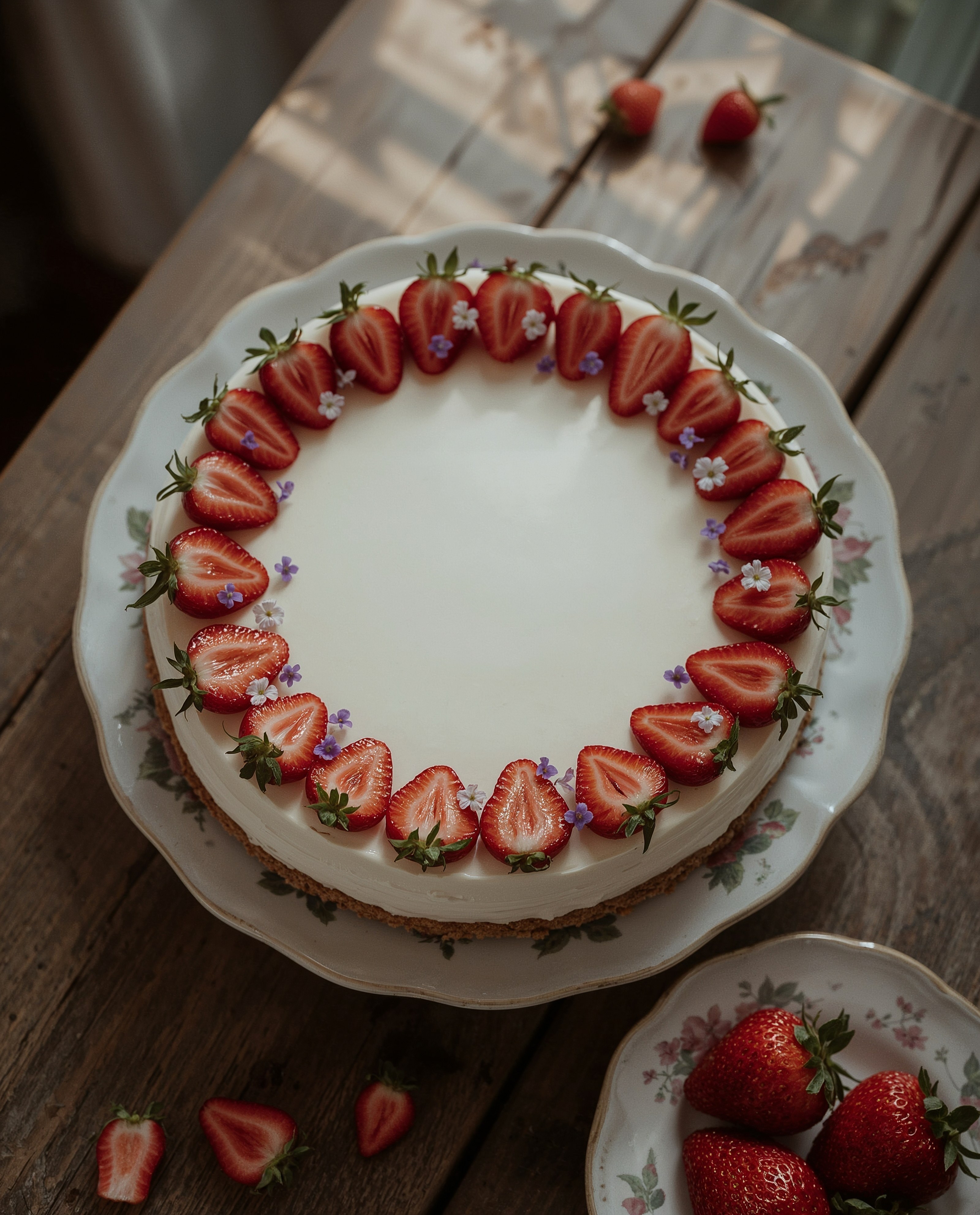 Summer Floral Dessert: Strawberry Cheesecake Garden Magic