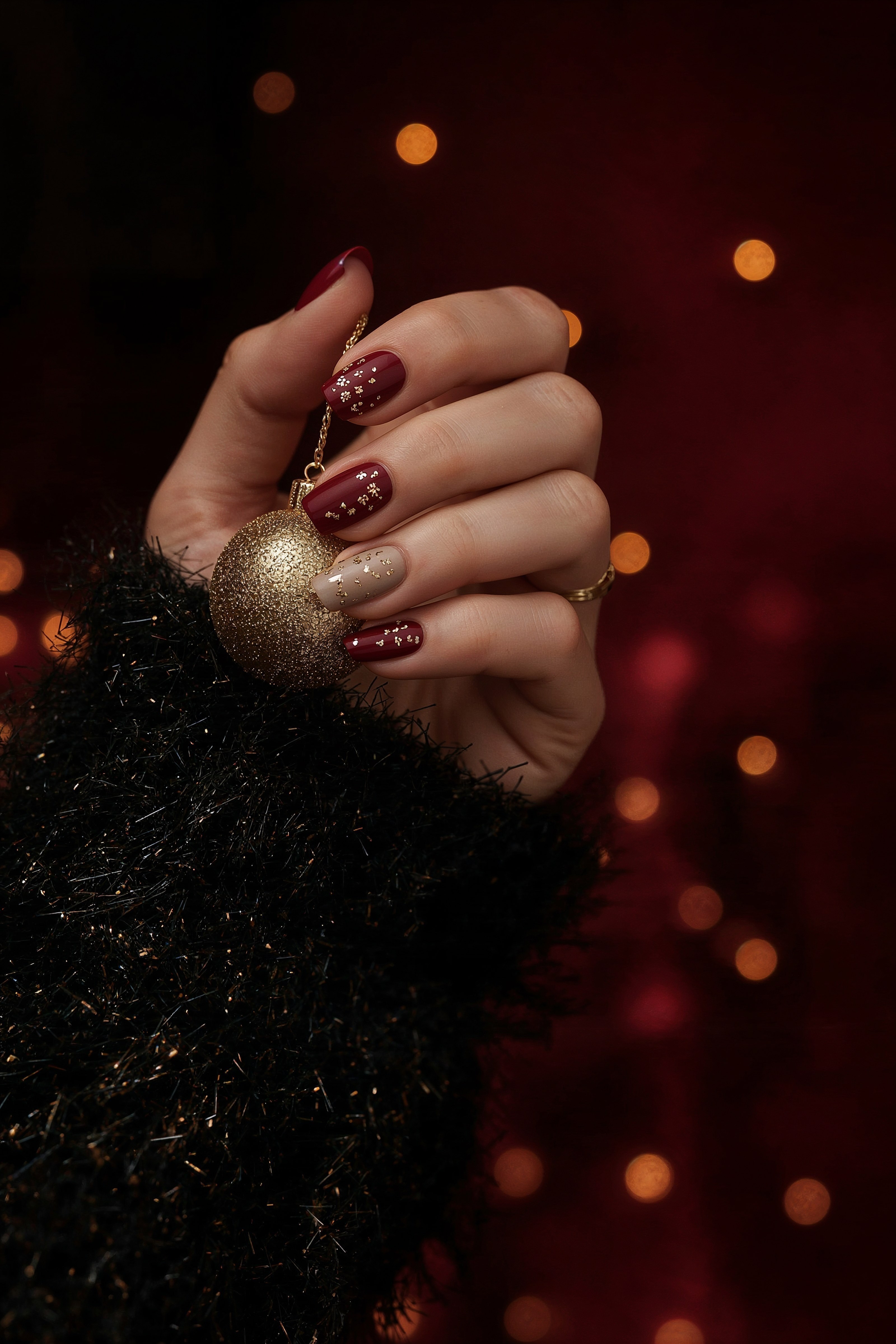 Classy Winter Nail Art Designs in Red: Elegant & Bold