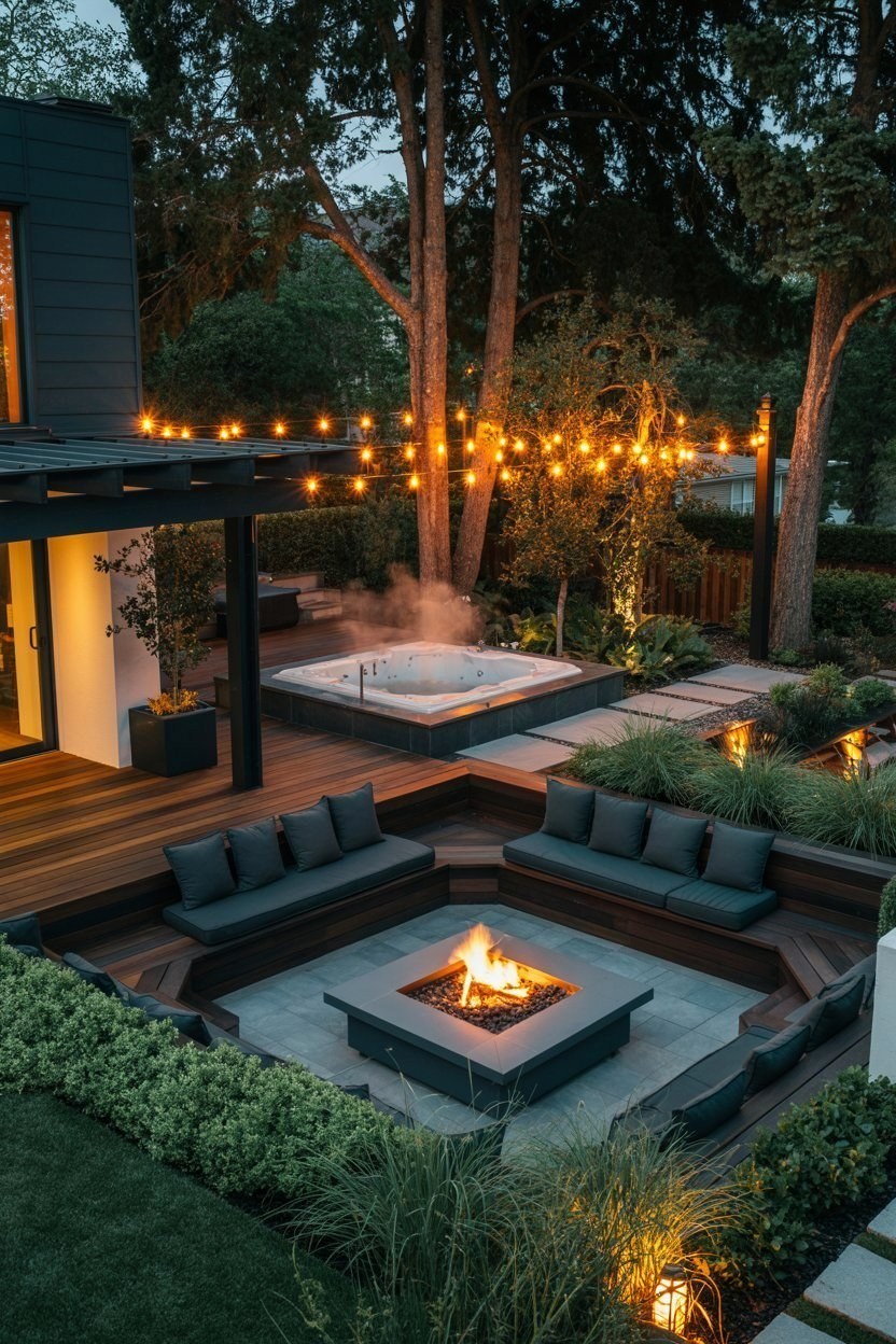 Backyard Patio Architecture: Fire Pit & Deck Design Bliss