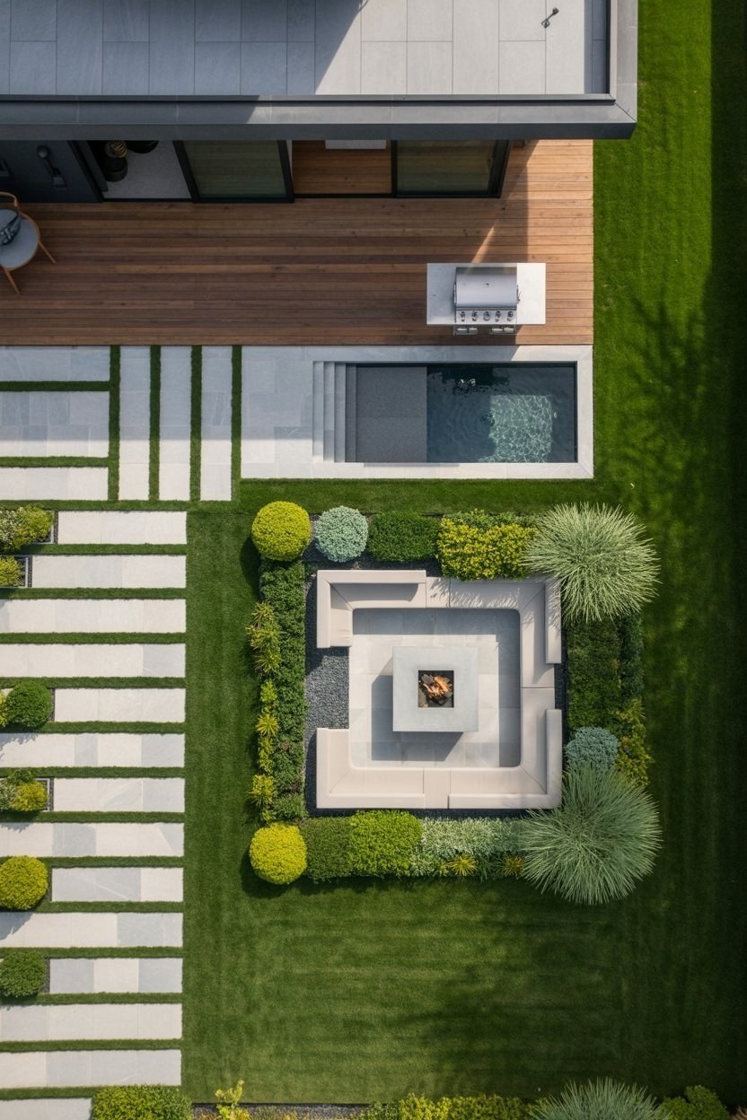 Luxury House Garden: Modern Backyard Landscaping Ideas from Above