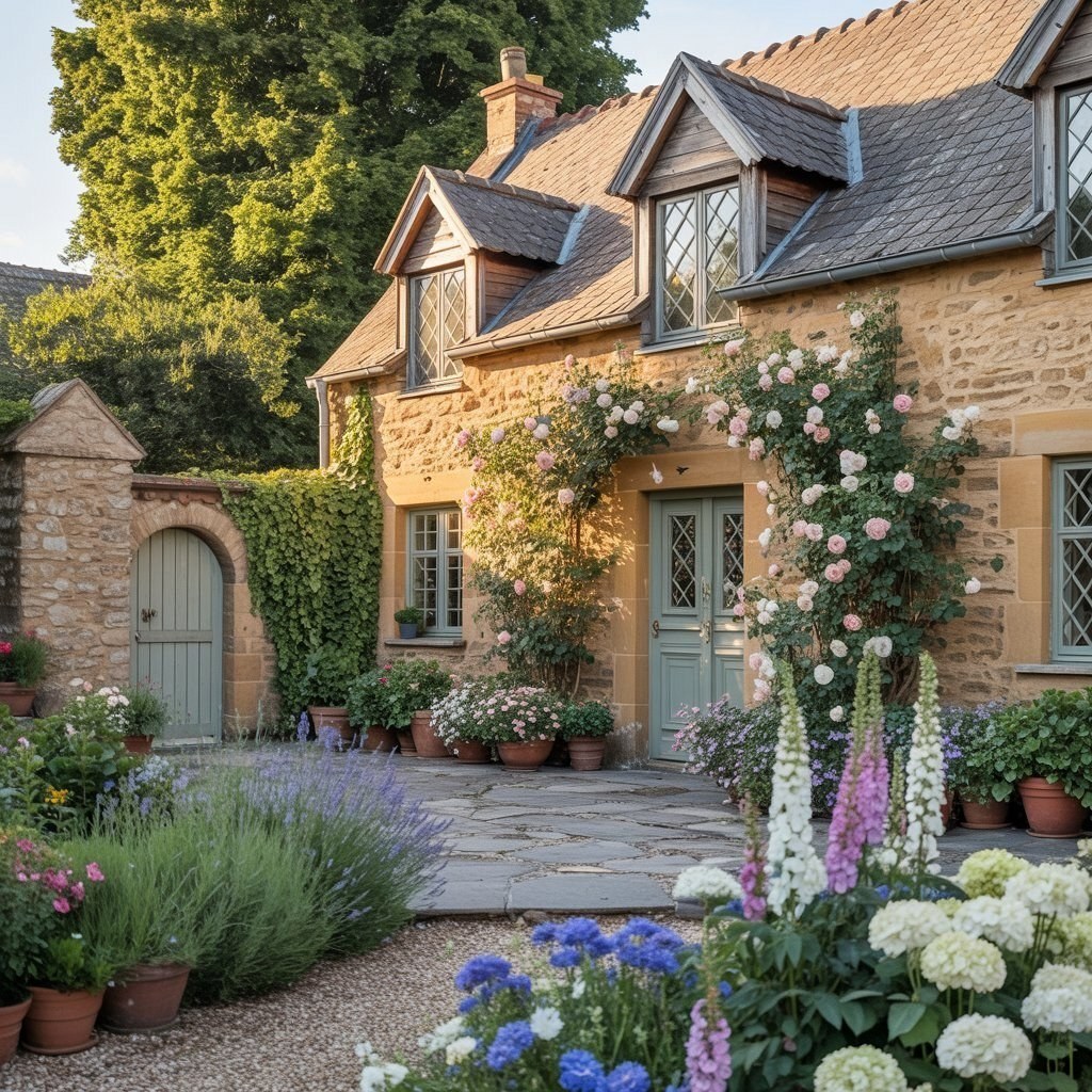 Cozy European Farmhouse Exterior: Cottage Charm & Garden Ideas
