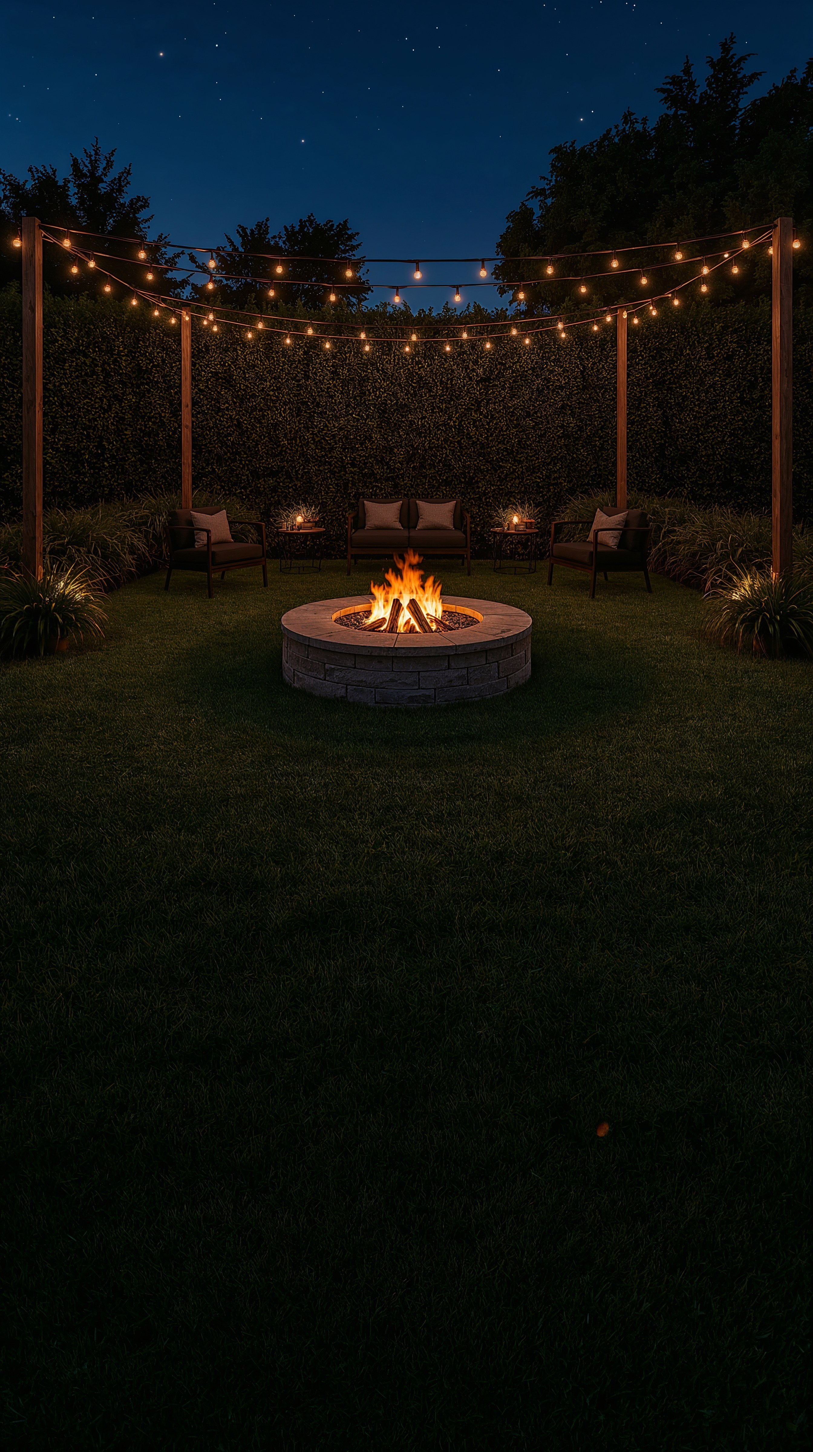 Cozy Backyard Fire Pit Landscaping for a Farmhouse Dream