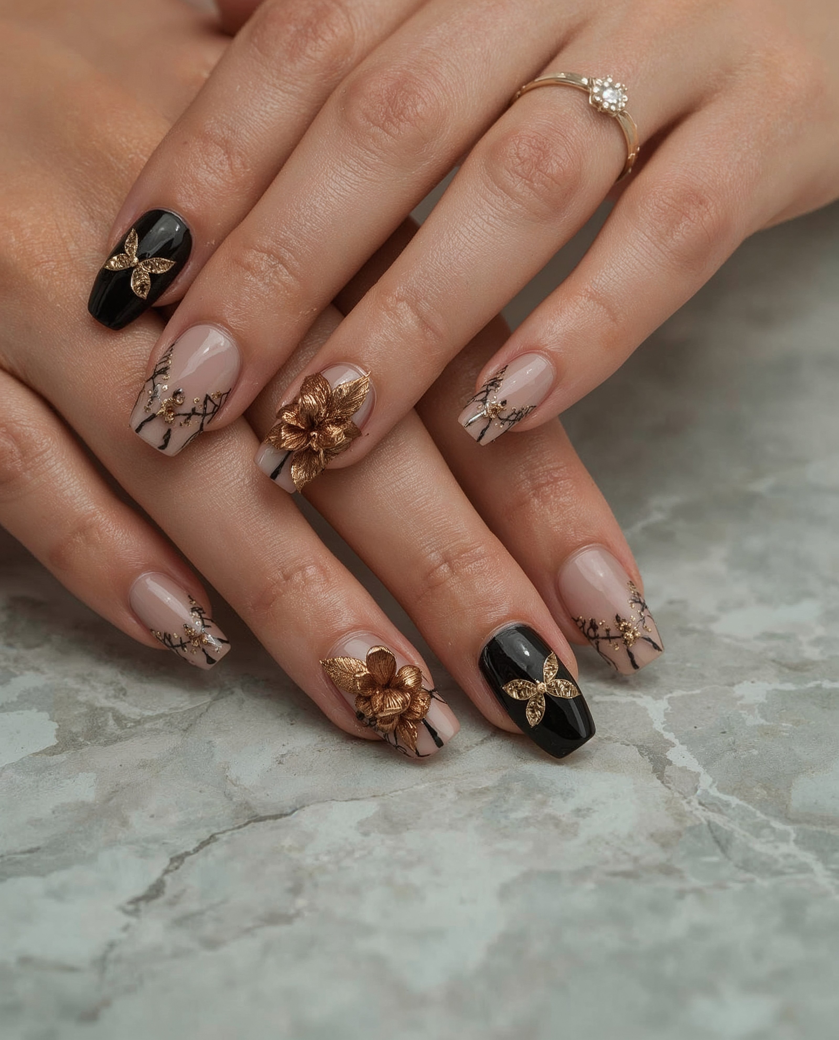 Luxurious Black & Gold Almond Nails: Dream Designs for 2025