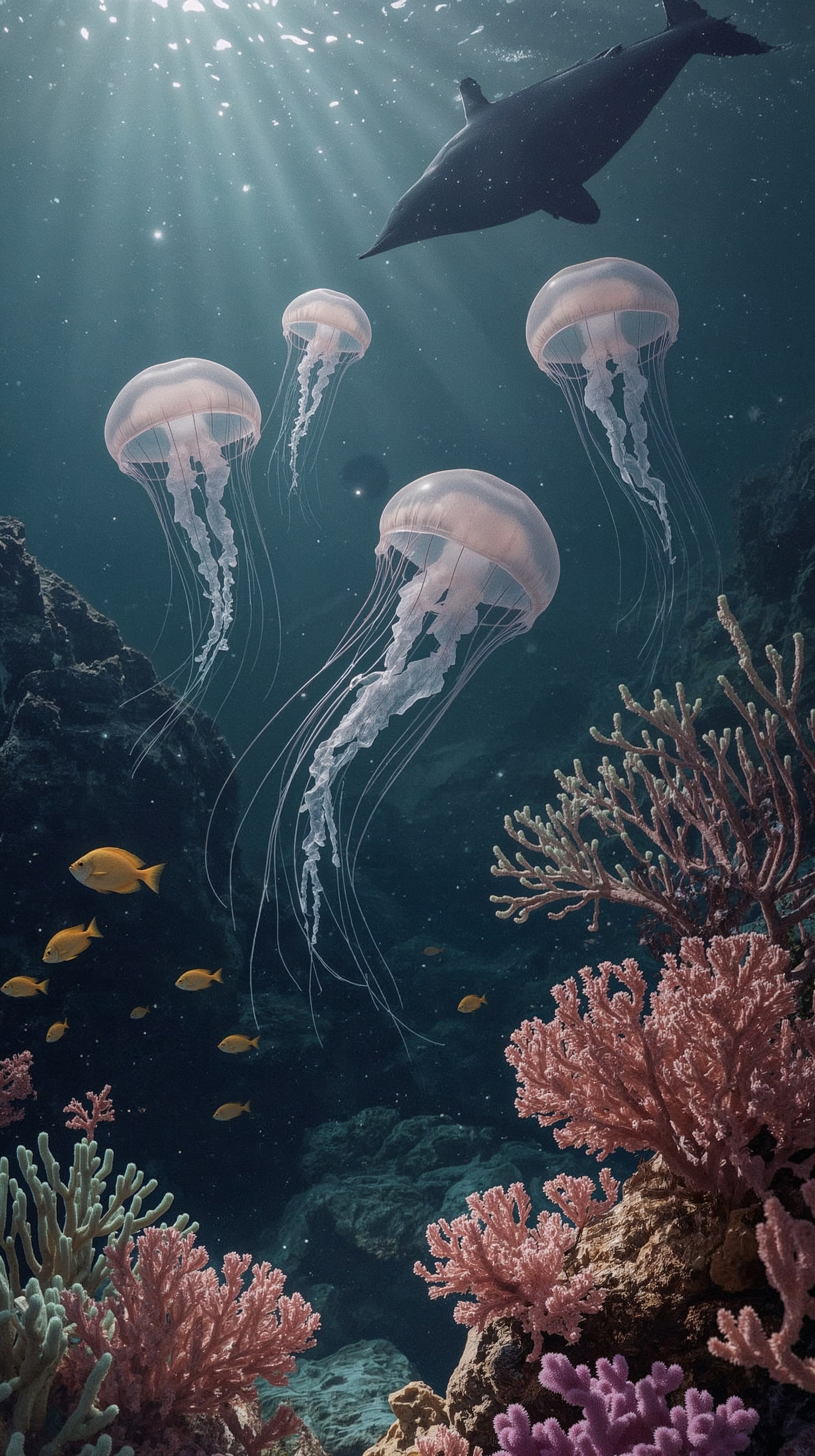 Deep Blue Ocean Life Wallpapers: Jellyfish & Whales
