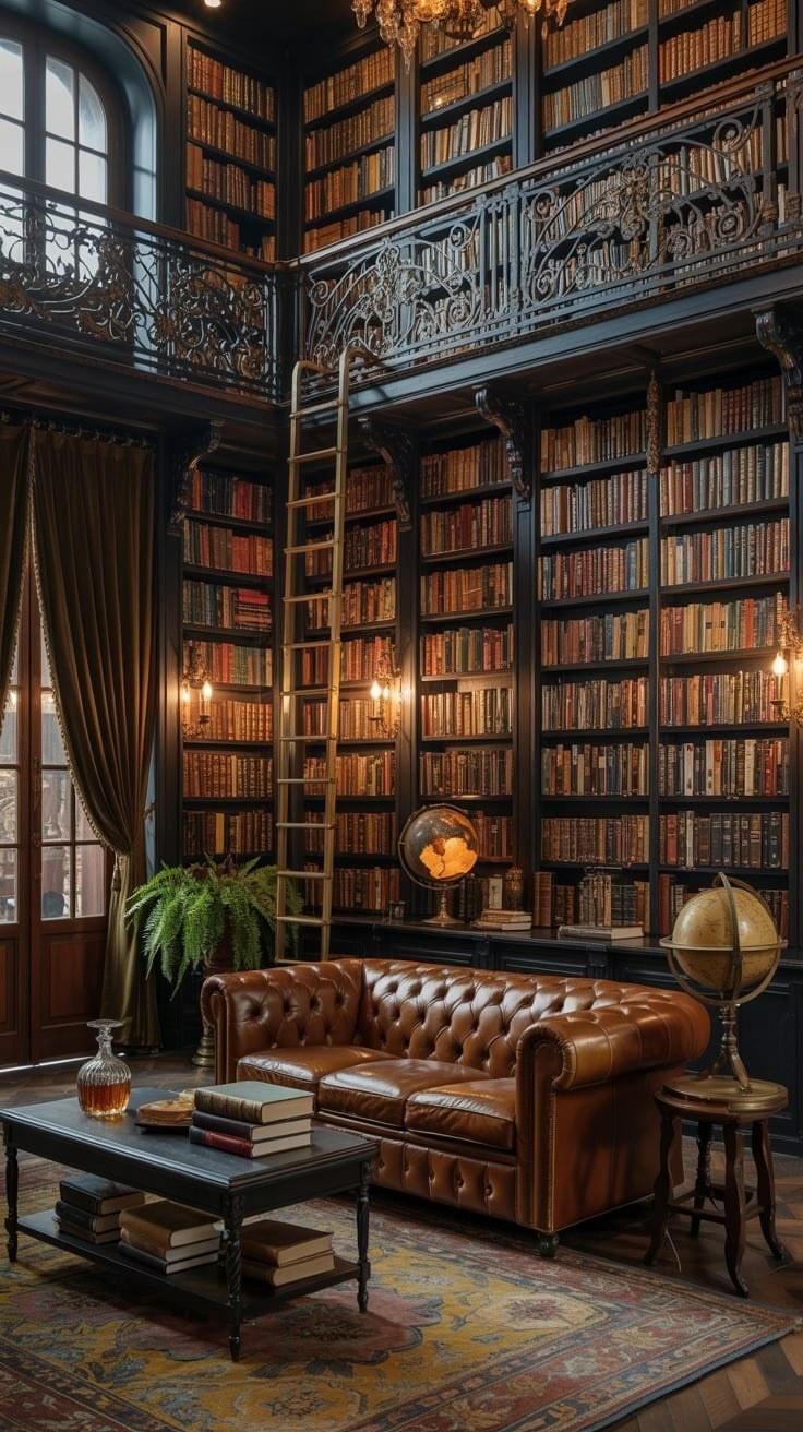 Dream House Interior: Luxury Bookshelf Aesthetic Living Room