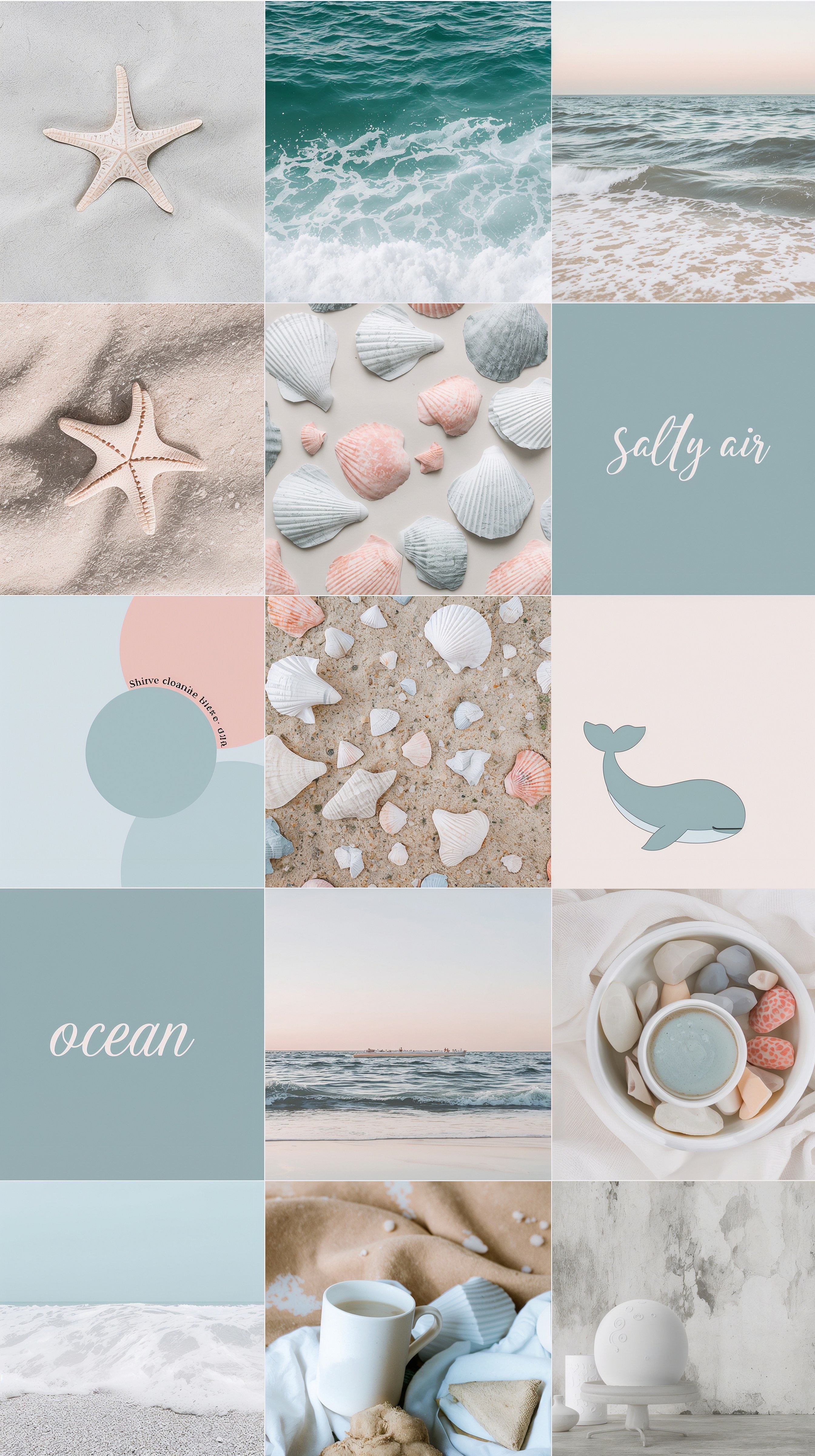 Aesthetic Ocean Collage: Beach Themed Wallpaper for Summer Vibes