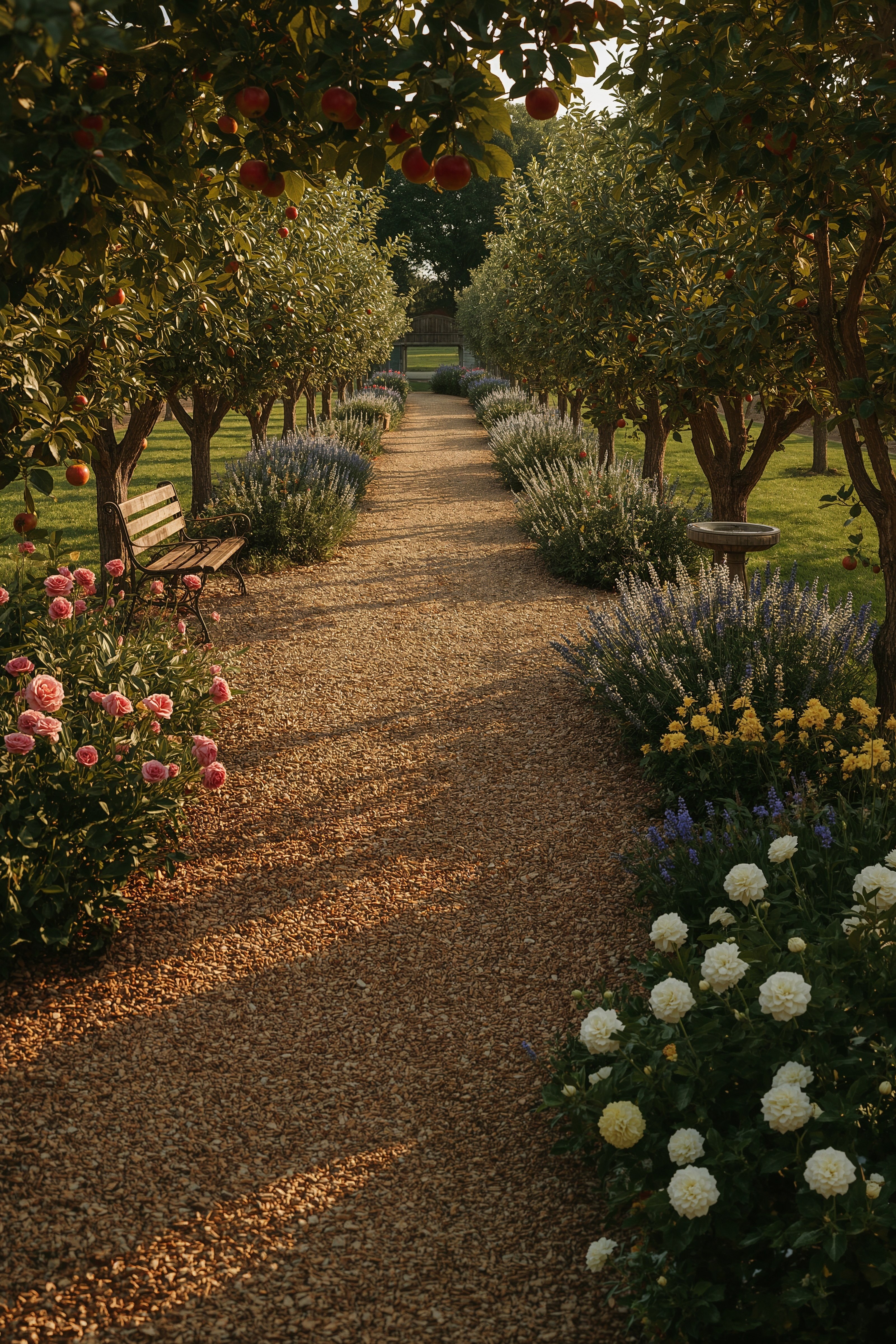 Enchanting Apple Orchard Garden Path: Front Garden Landscaping Ideas
