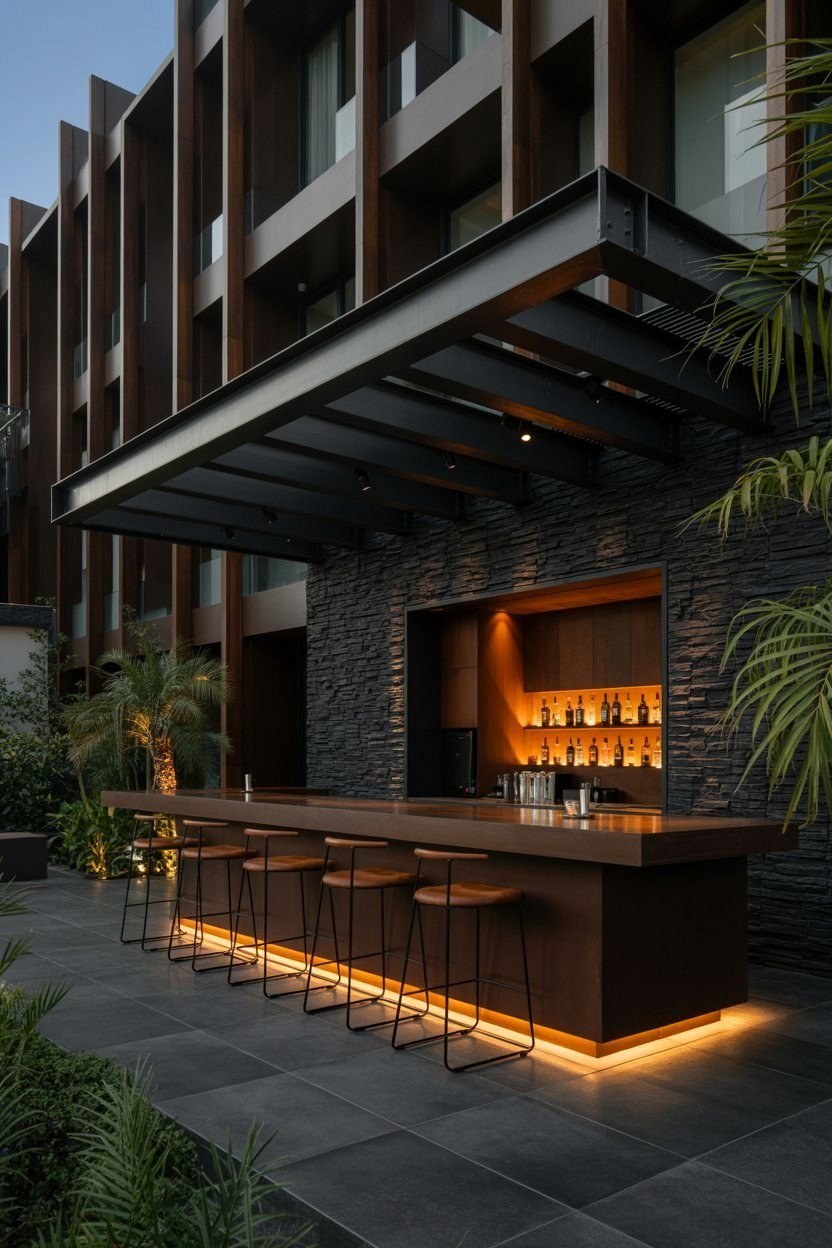 Dream House Exterior: Dark Bar Architecture & Backyard Ideas
