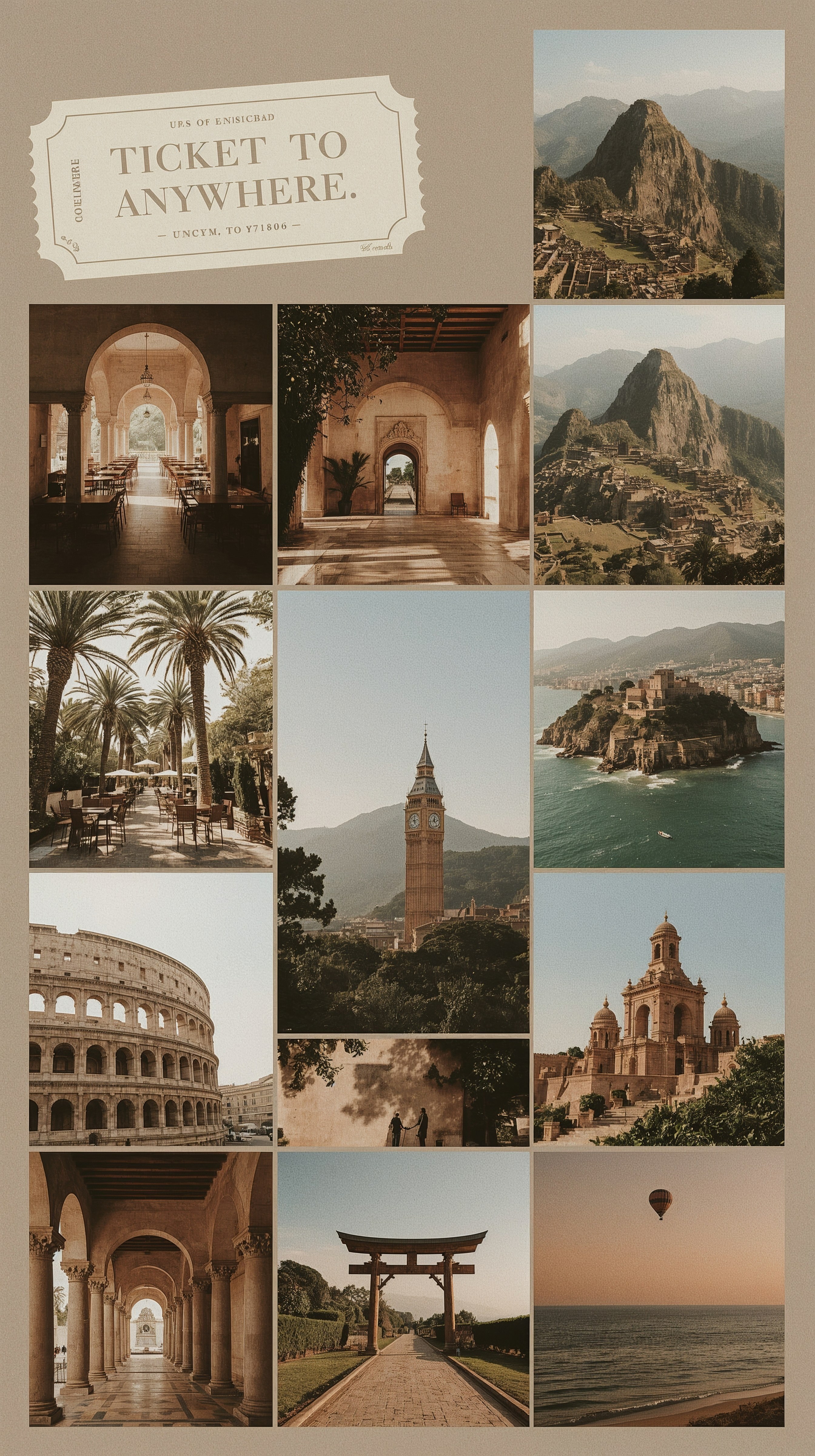 Ticket to Anywhere: Your 2026 Travel Vision Board Wallpaper