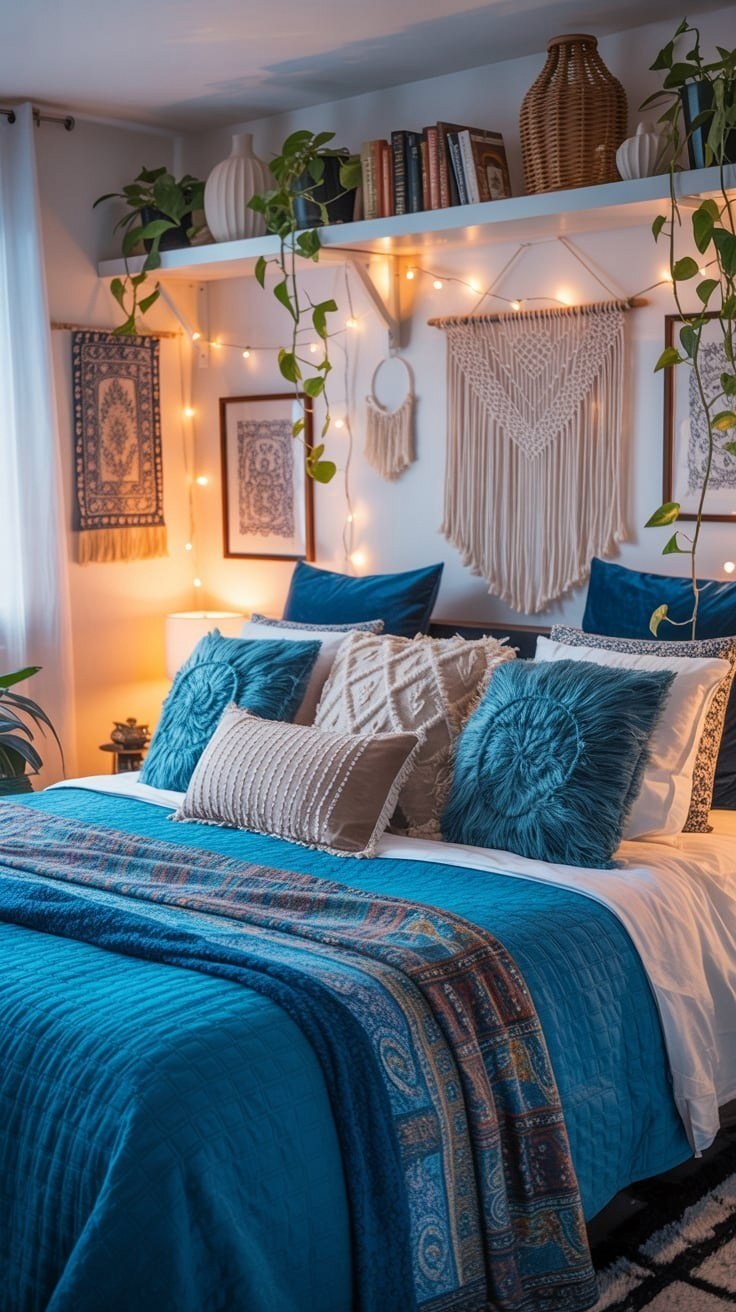 Chic Blue Boho Dorm Room Makeover Ideas