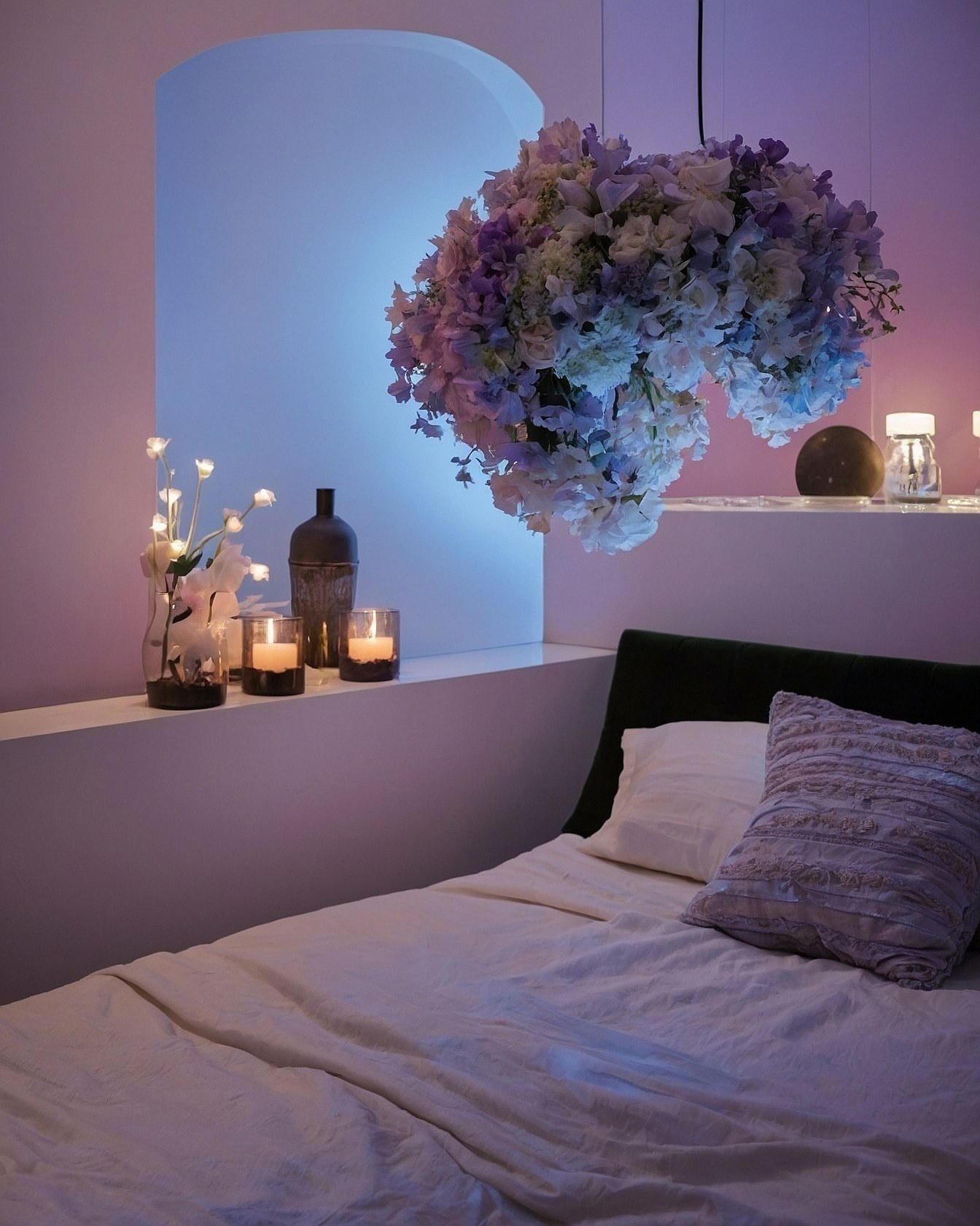 Hanging Starry String Lights Above the Headboard