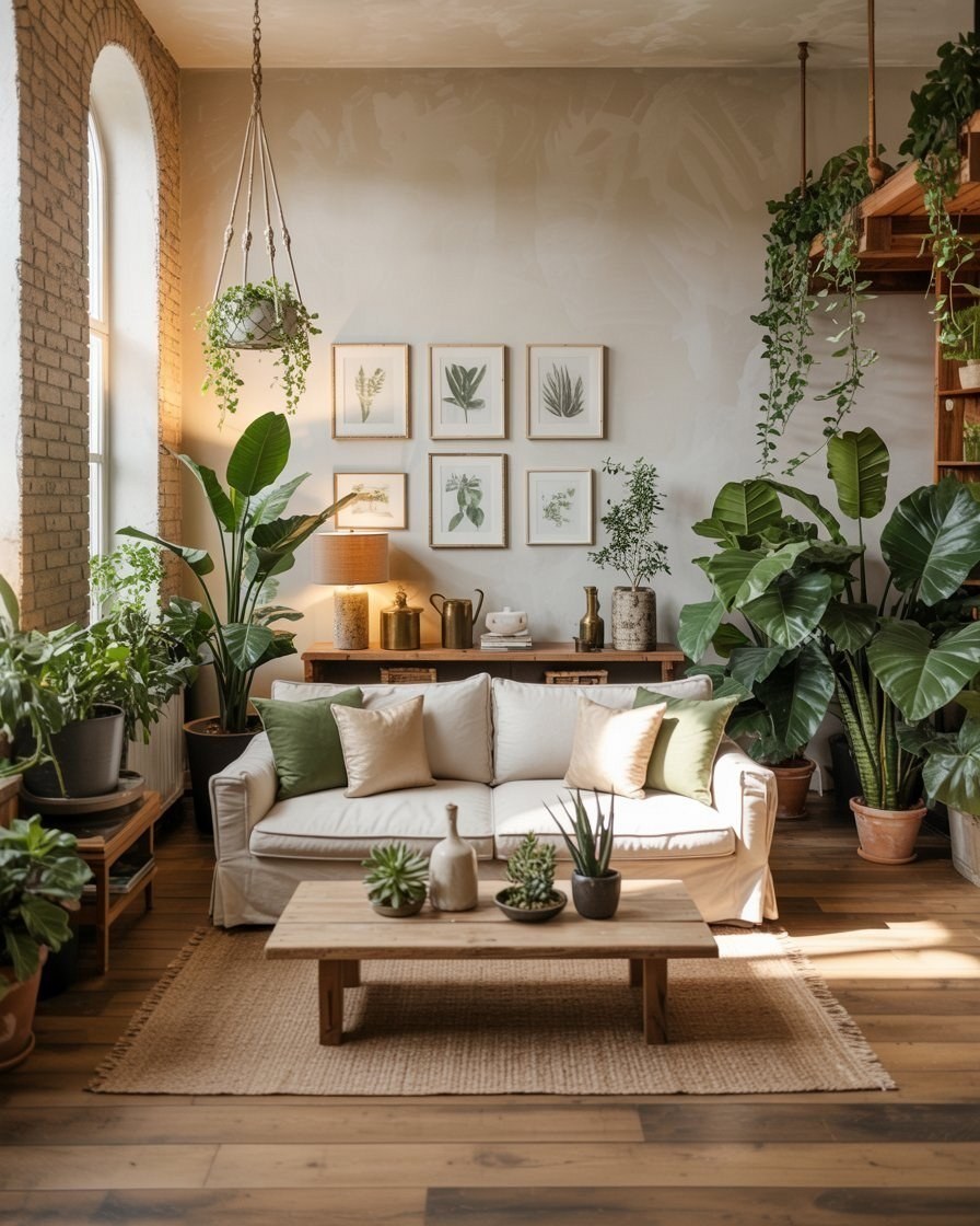 Botanical Chic Haven: Lush Plant Aesthetic Living Room Decor