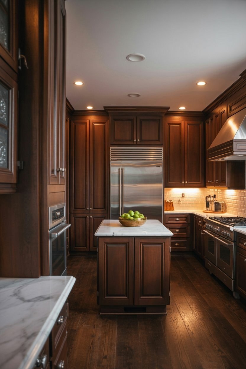 Espresso Brown Kitchen Cabinets: Cozy & Luxurious Open Style Design