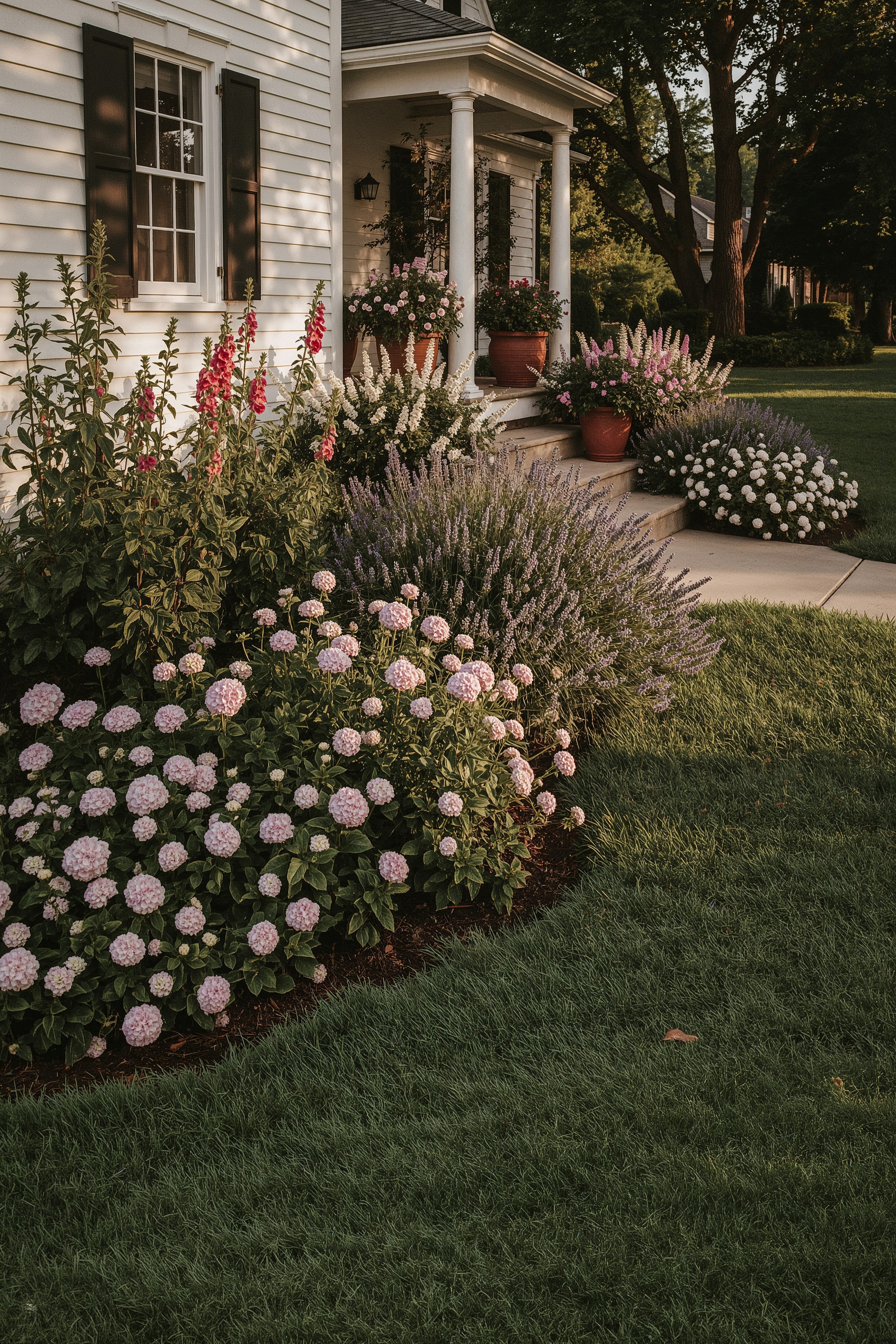 Charming Front Entrance Flowers: Potted Plant Perfection