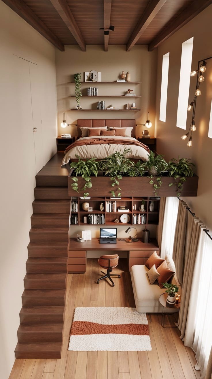 Aesthetic Loft Bedroom: Cozy Luxury Design Maximizing Space