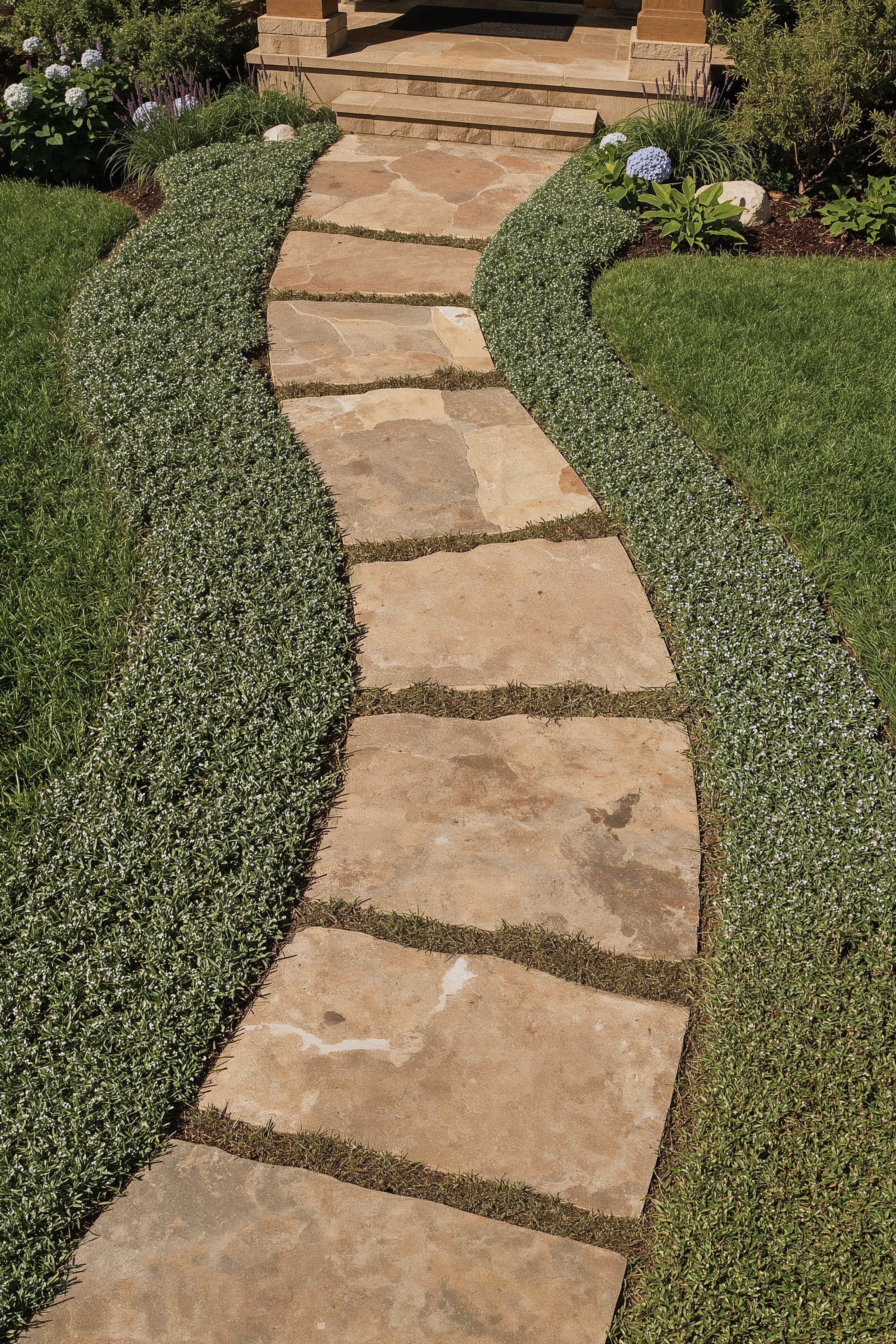 Natural Stepping Stone Paths: Creative Front Garden Paths & Garden Landscape Design