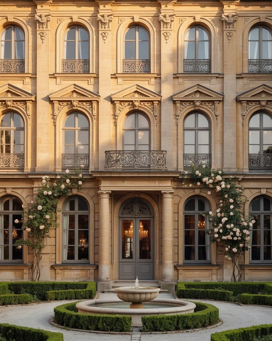 Old Money Mansion Facade: Elegant Architecture & Coquette Details
