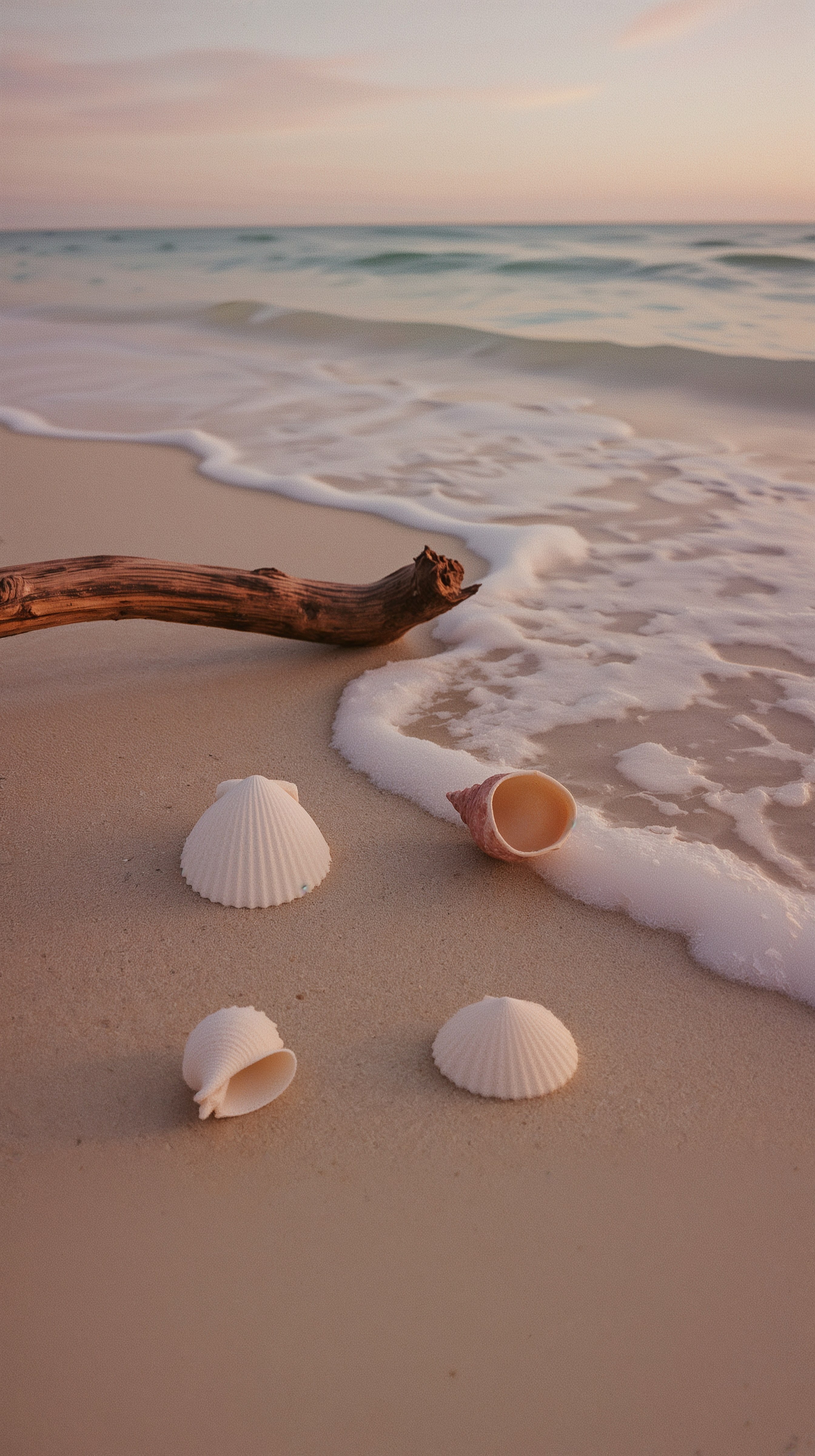 Vintage Coastal Pastel Wallpaper: Seashells & Gentle Waves