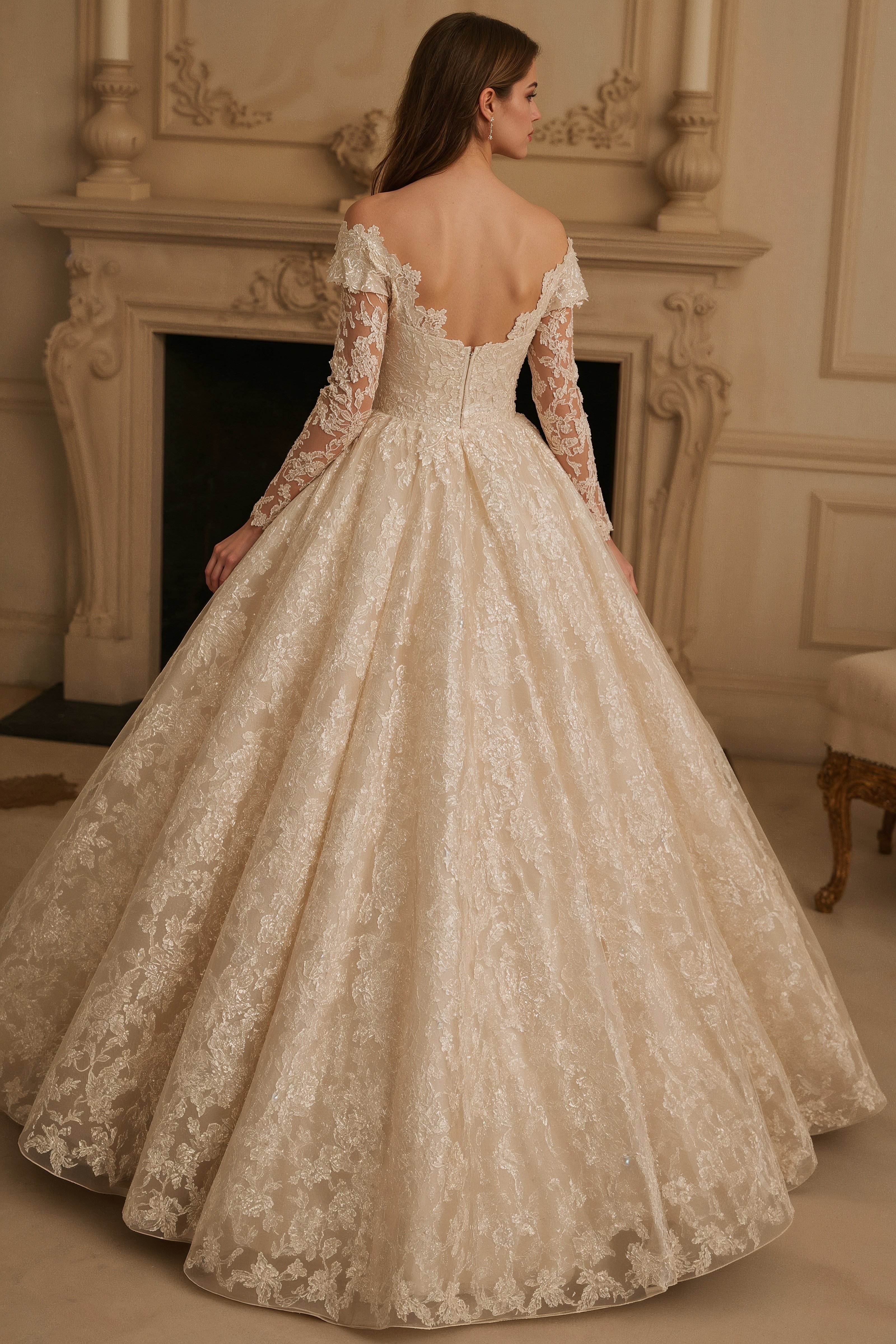 Elegant Lace Princess Wedding Gown: A Dreamy Bridal Look