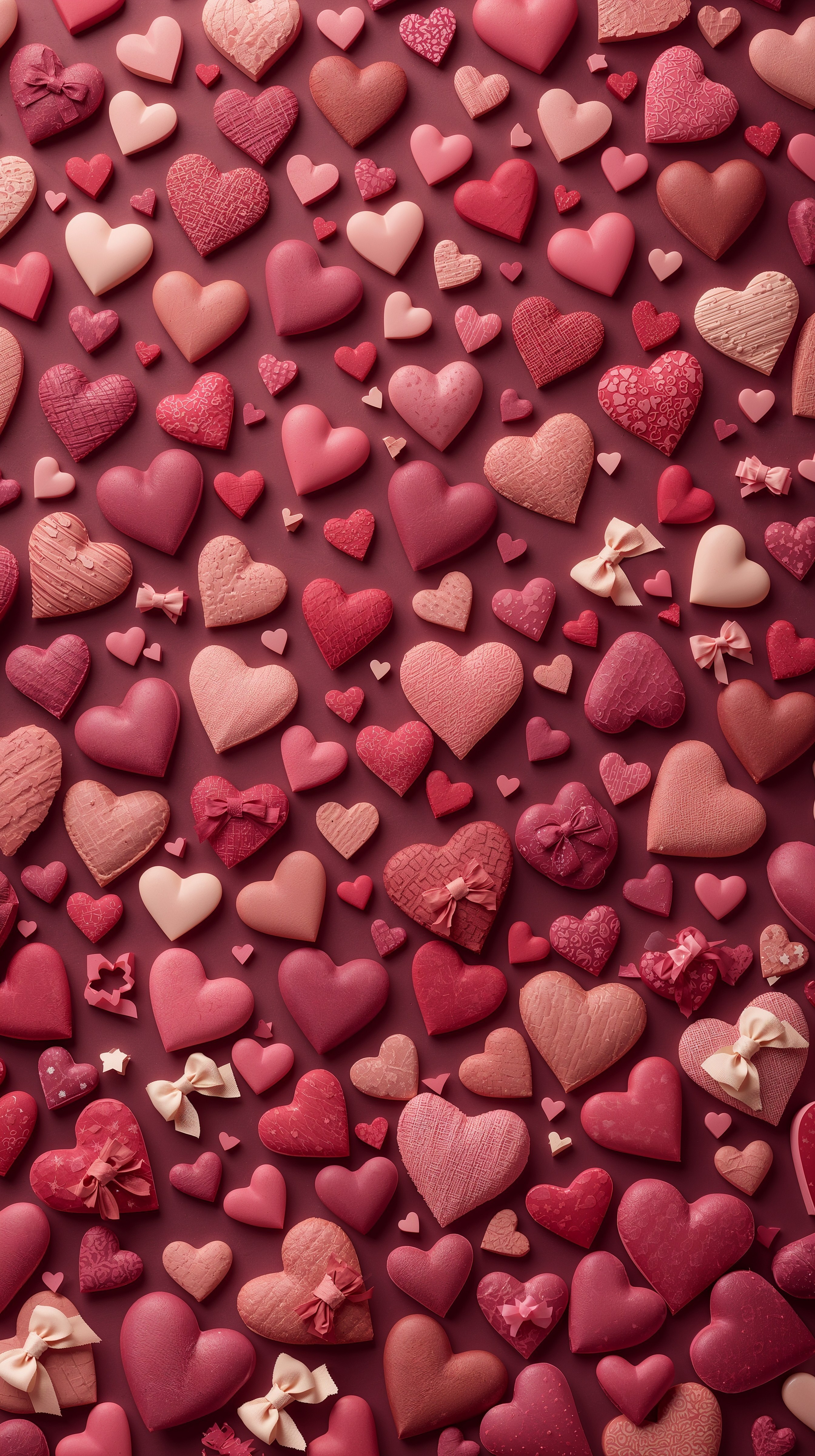 Pink Hearts Bow Wallpaper: Simple Aesthetic Phone & MacBook Background