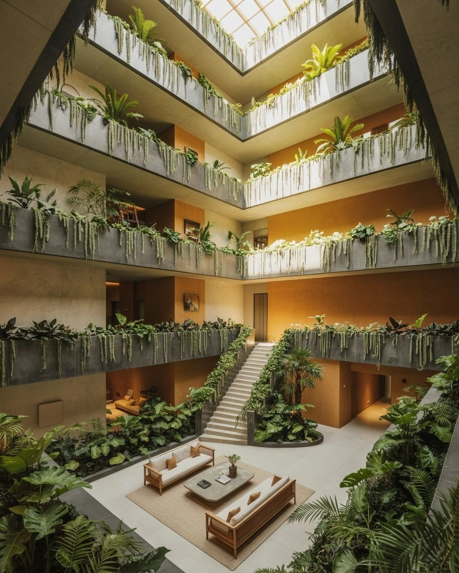 Dream House Interior: Lush Indoor Garden Architecture & Apartment Living