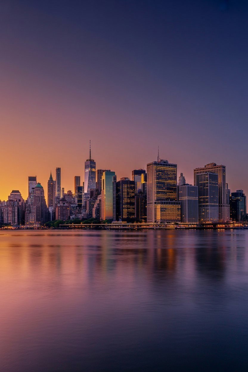 New York City Skyline at Night: Aesthetic 4K Cityscape Wallpaper