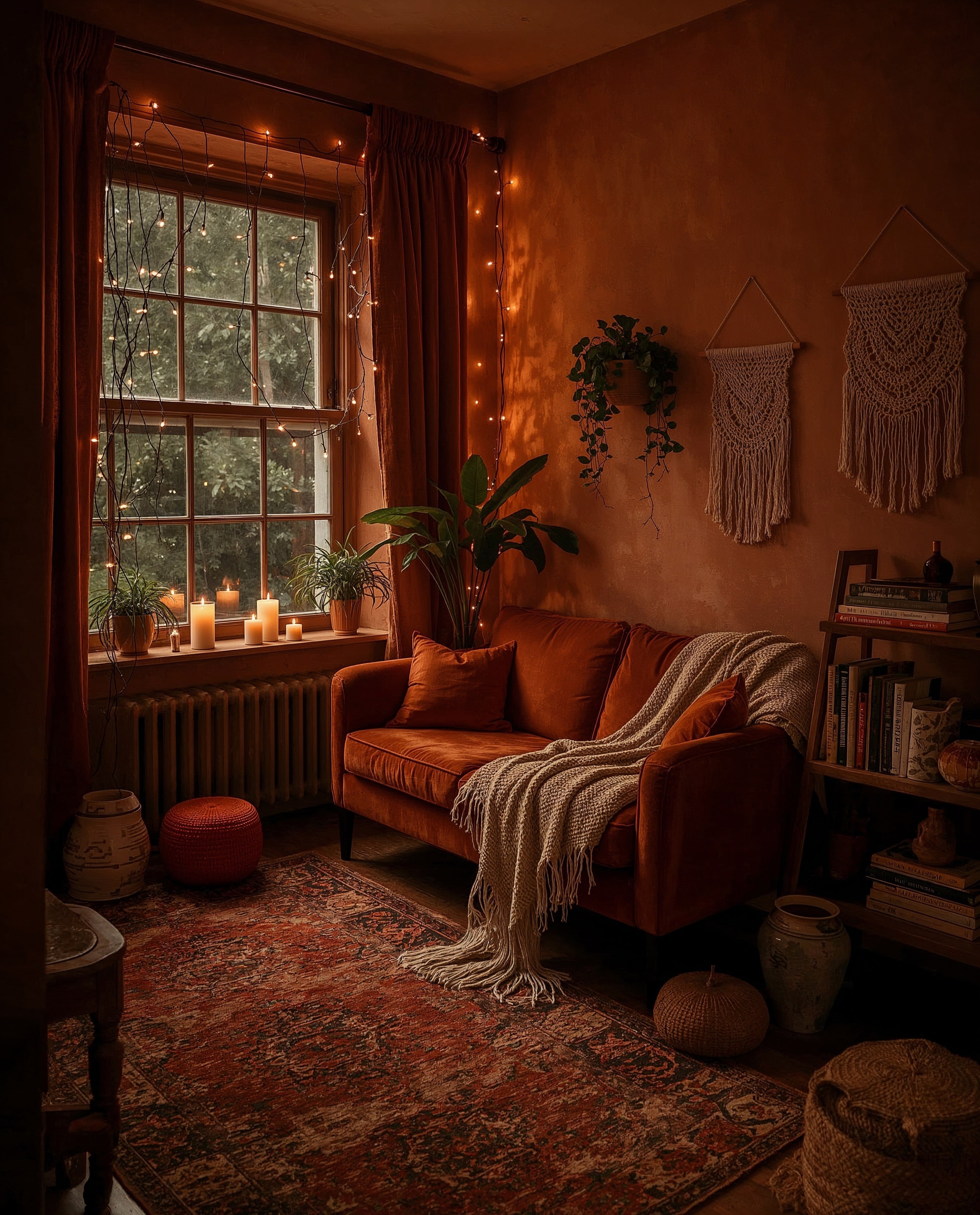 Autumn Glow: Cozy Orange Living Room & Burnt Orange Apartment Vibes