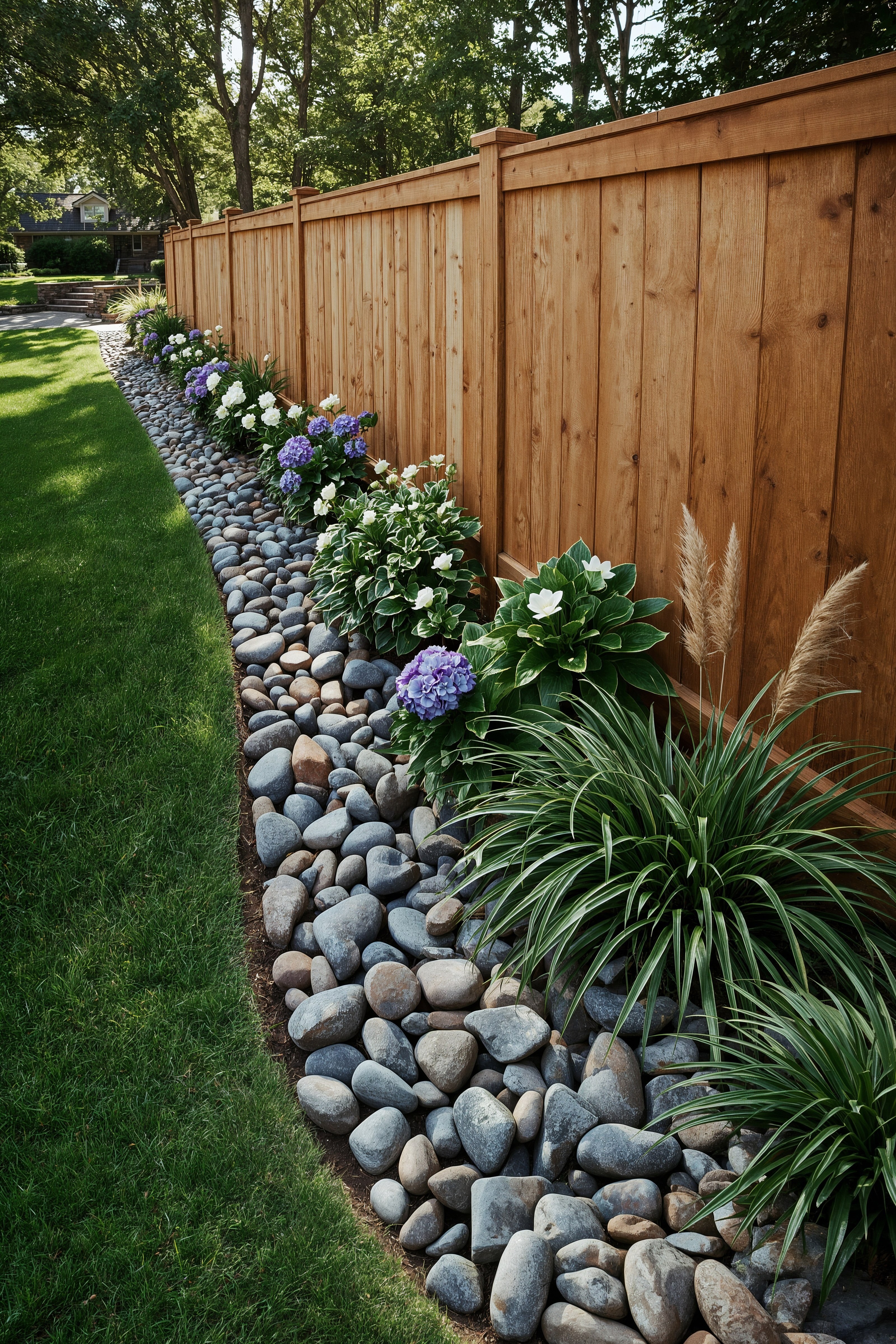 Backyard Oasis: Beautiful Fence Landscaping & Rock Garden Ideas