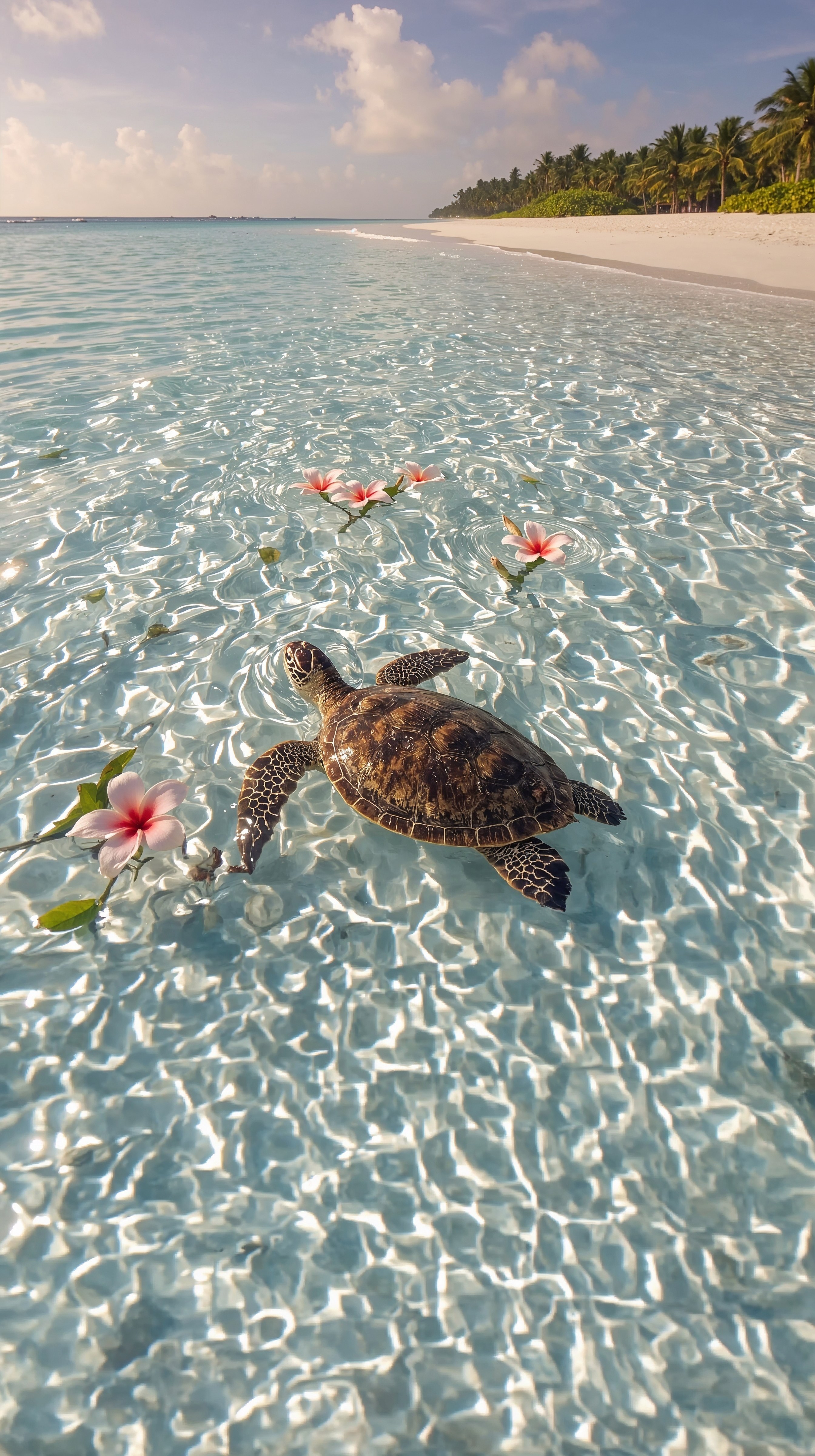 Calming Tropical Beach Sea Turtle Wallpaper Aesthetic