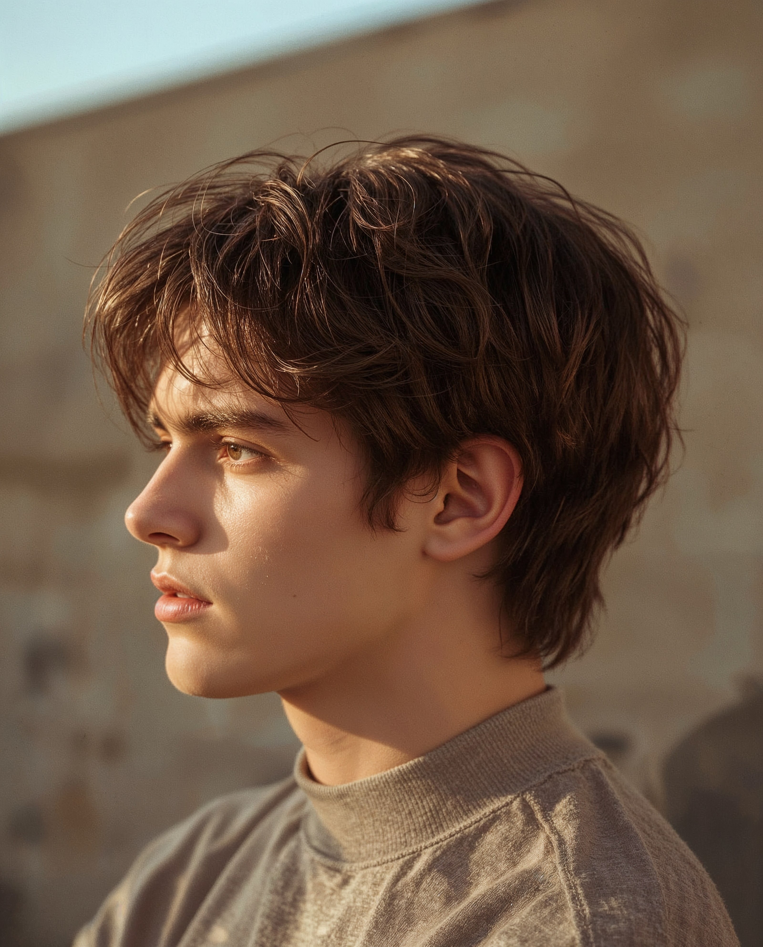 Old Money Curls: Sweep Back Taper Fade for Wavy Hair