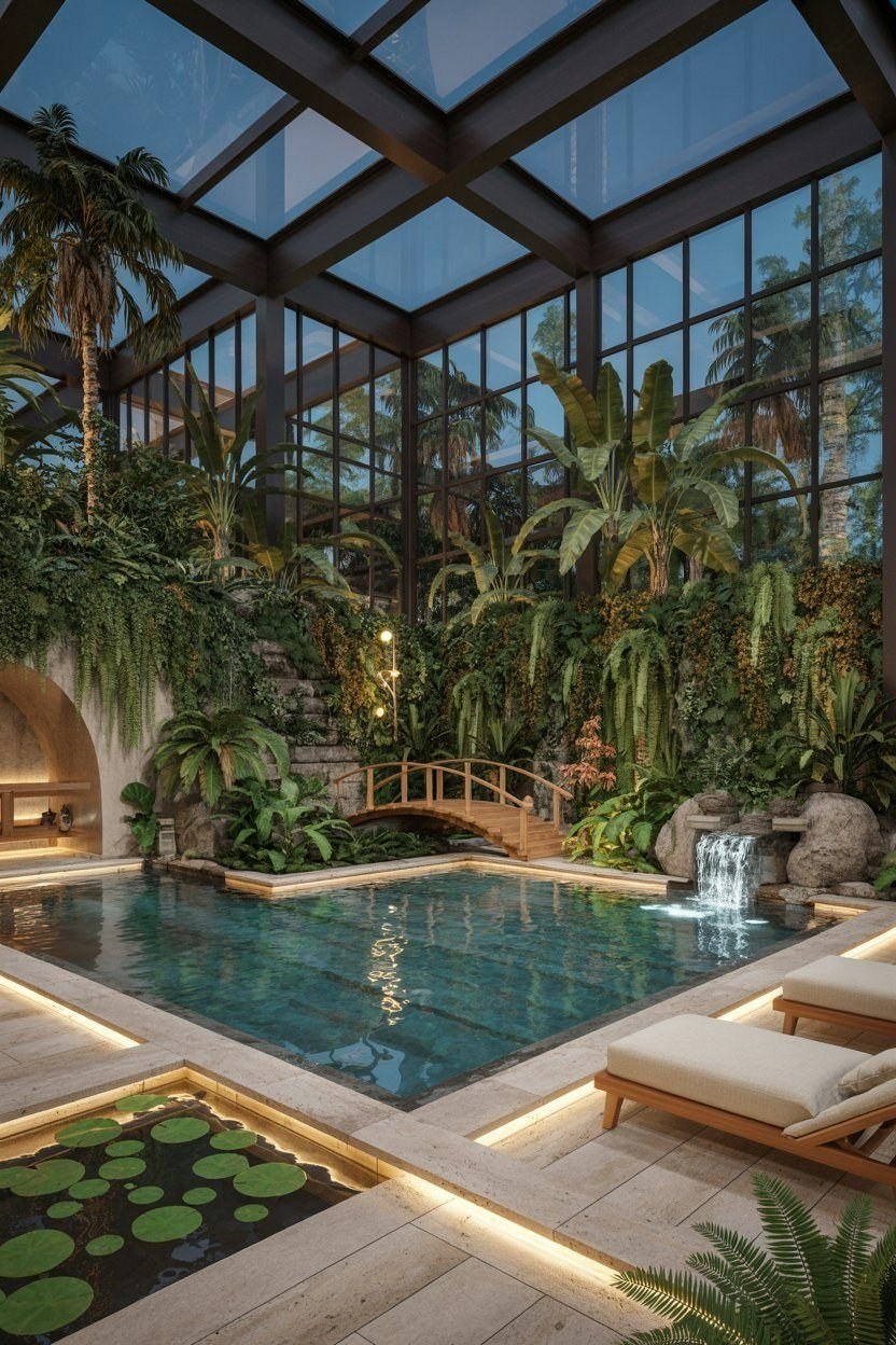 Aesthetic Indoor Pool Garden Oasis: Modern Villa Design