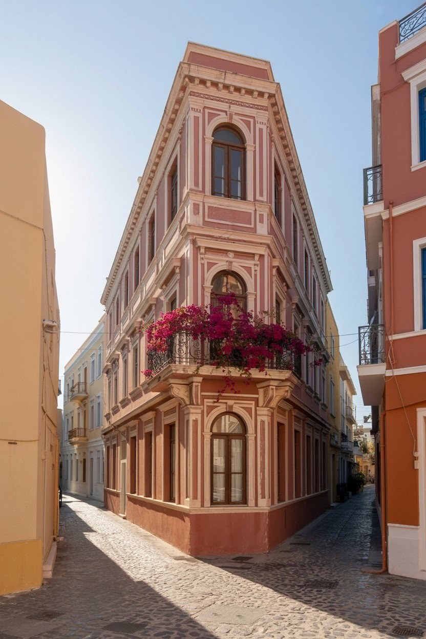 Santorini’s Timeless Architecture: Rose-Hued Homes & Mediterranean Charm