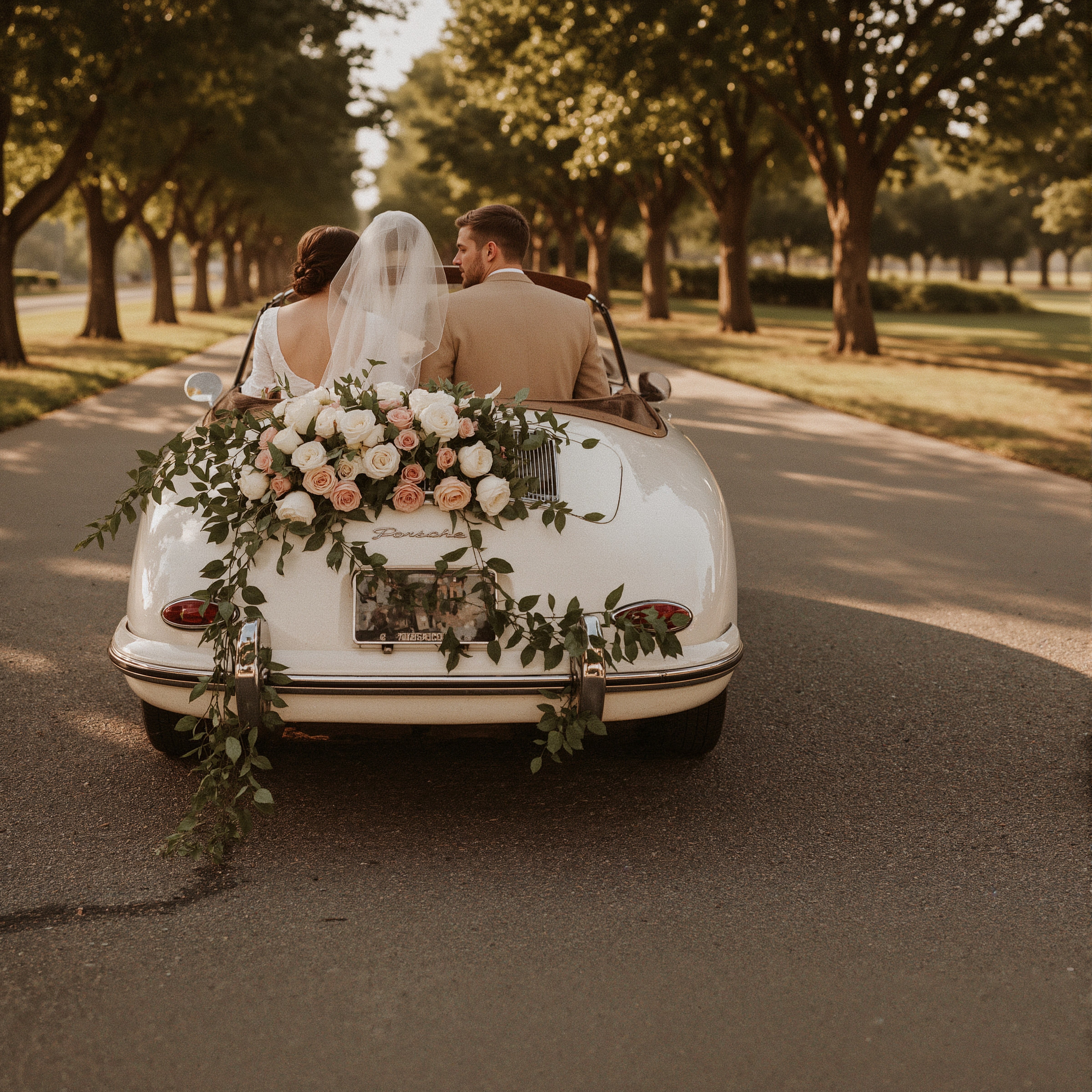 Romantic Vintage Porsche Wedding Car Decor
