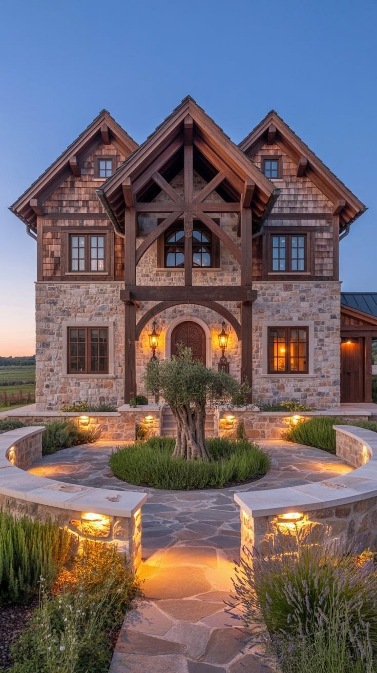 Rustic Wood & Stone Dream House: Warm Architecture Exterior Goals