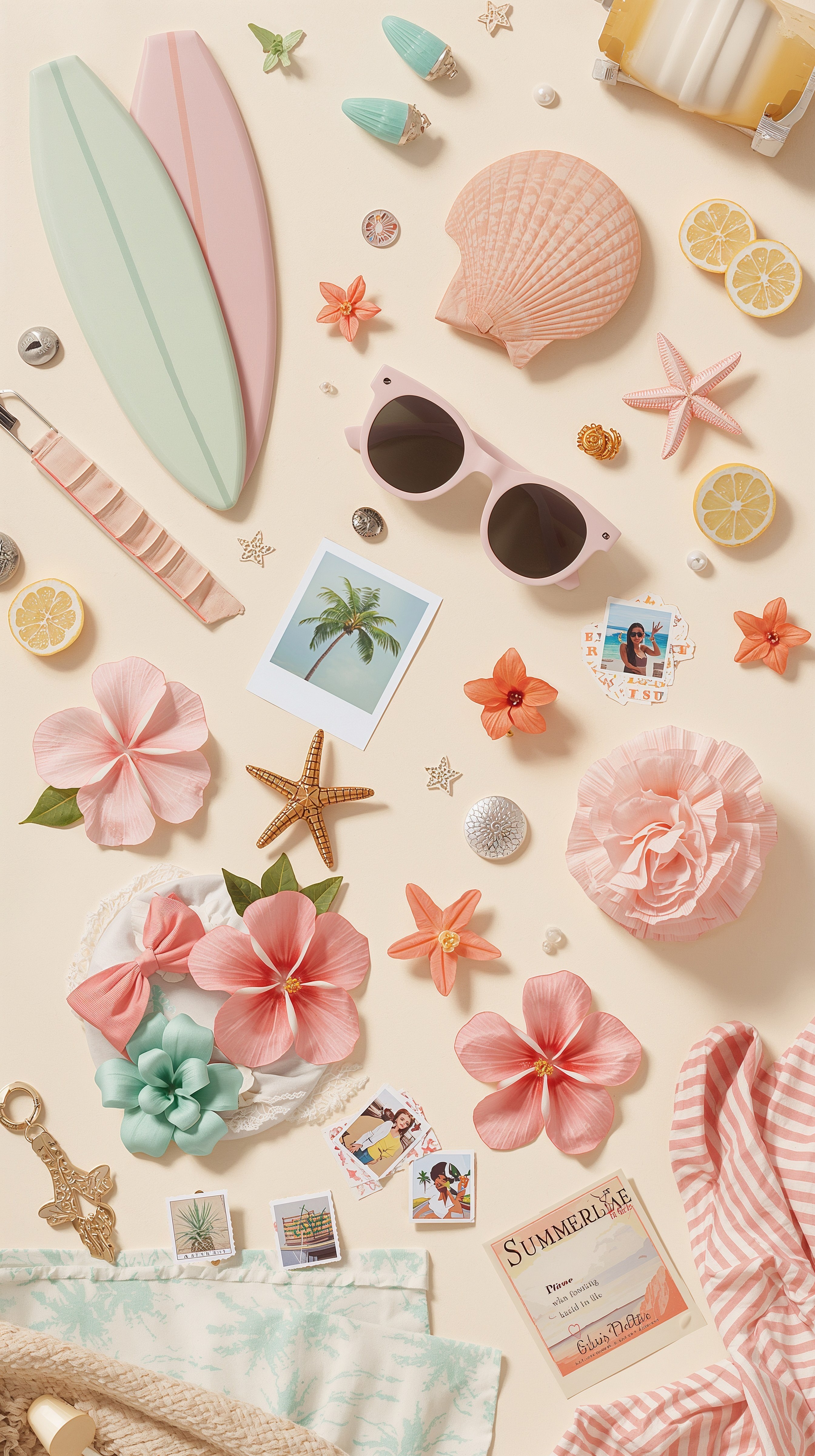Preppy Summer Collage Cute Home Screen Wallpaper