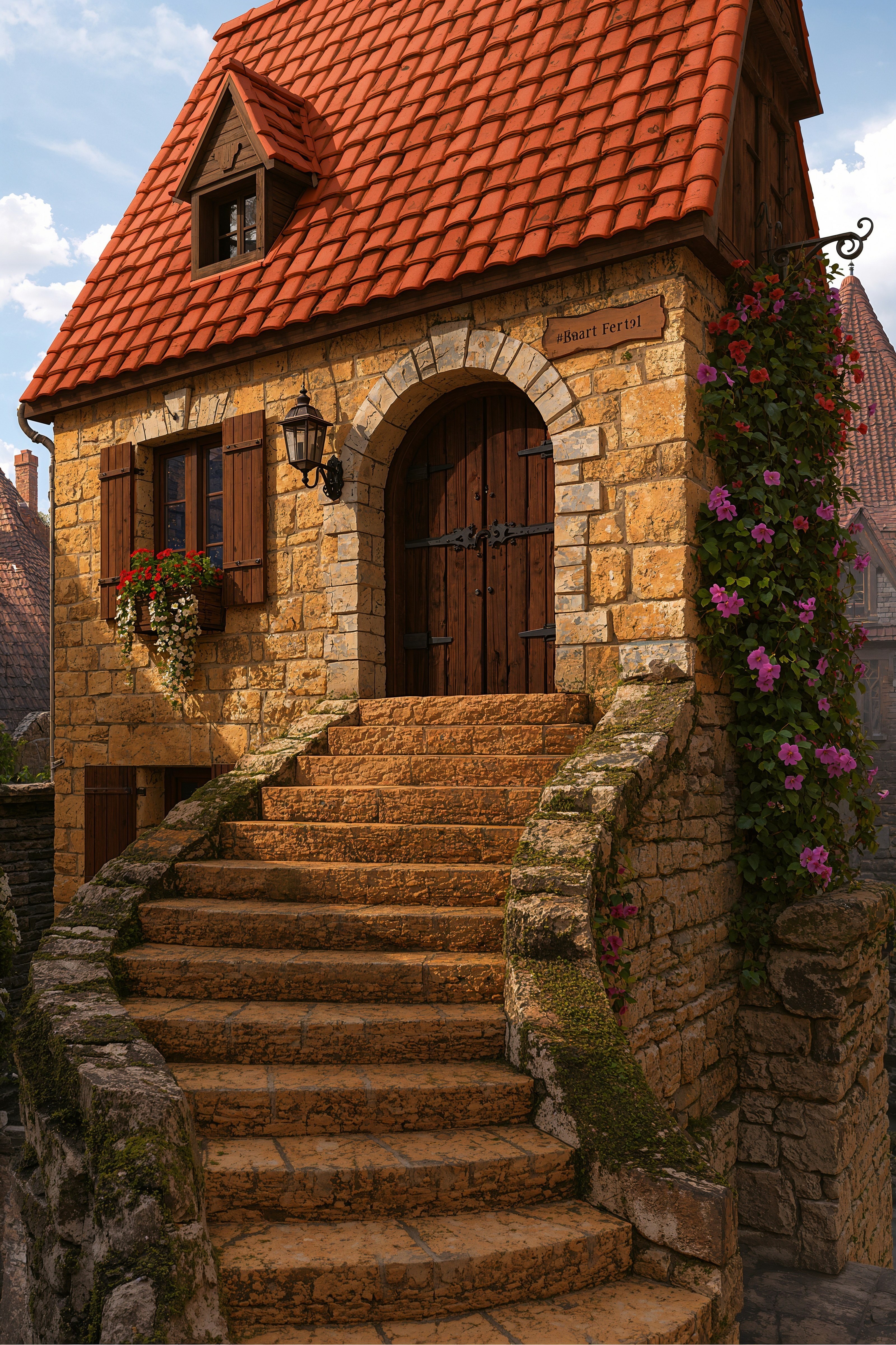 Fairytale Stone Cottage: Enchanting Medieval House Exterior