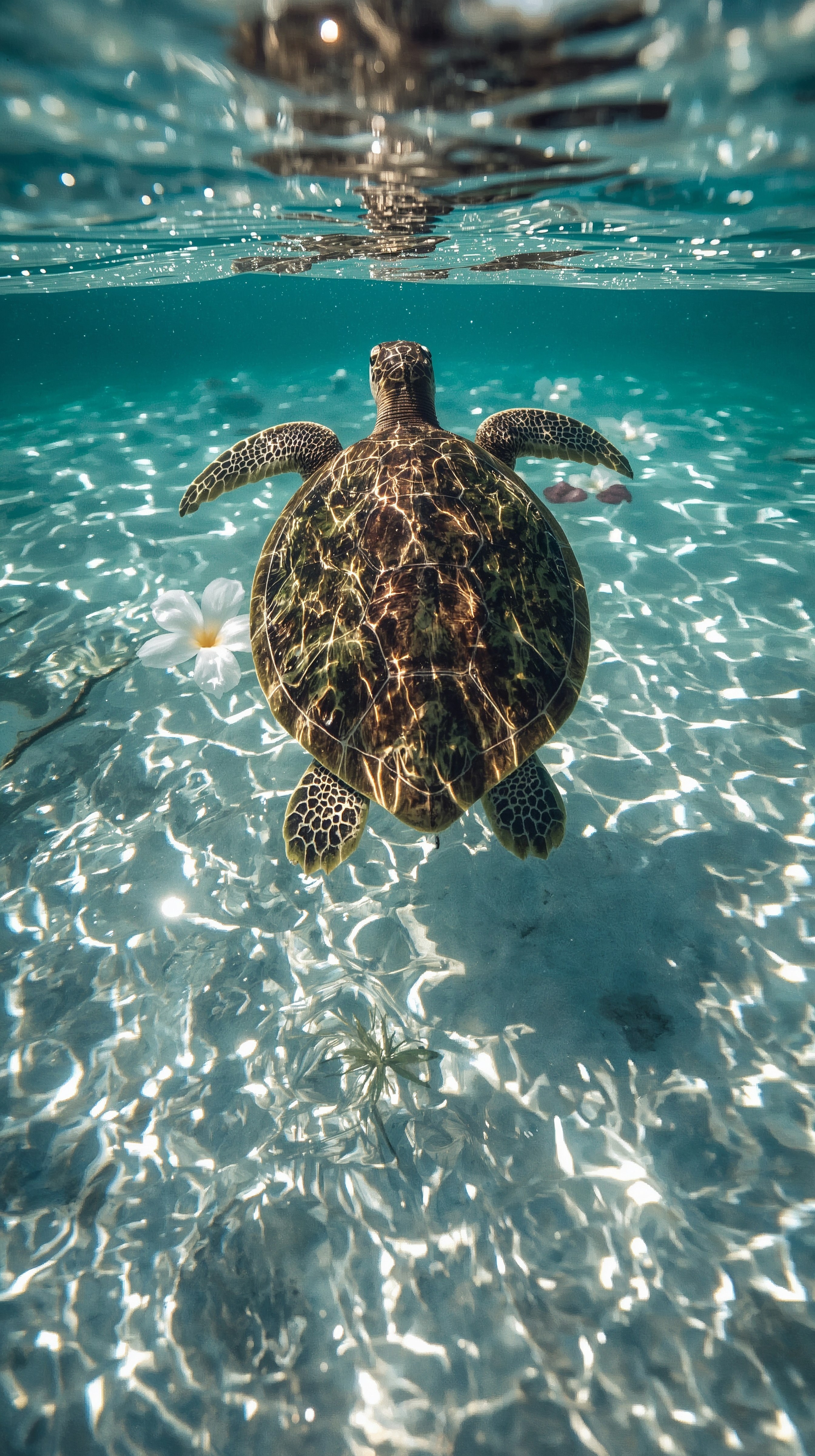 Serene Sea Turtle Aesthetic: Tropical Ocean Wallpaper for Your Phone